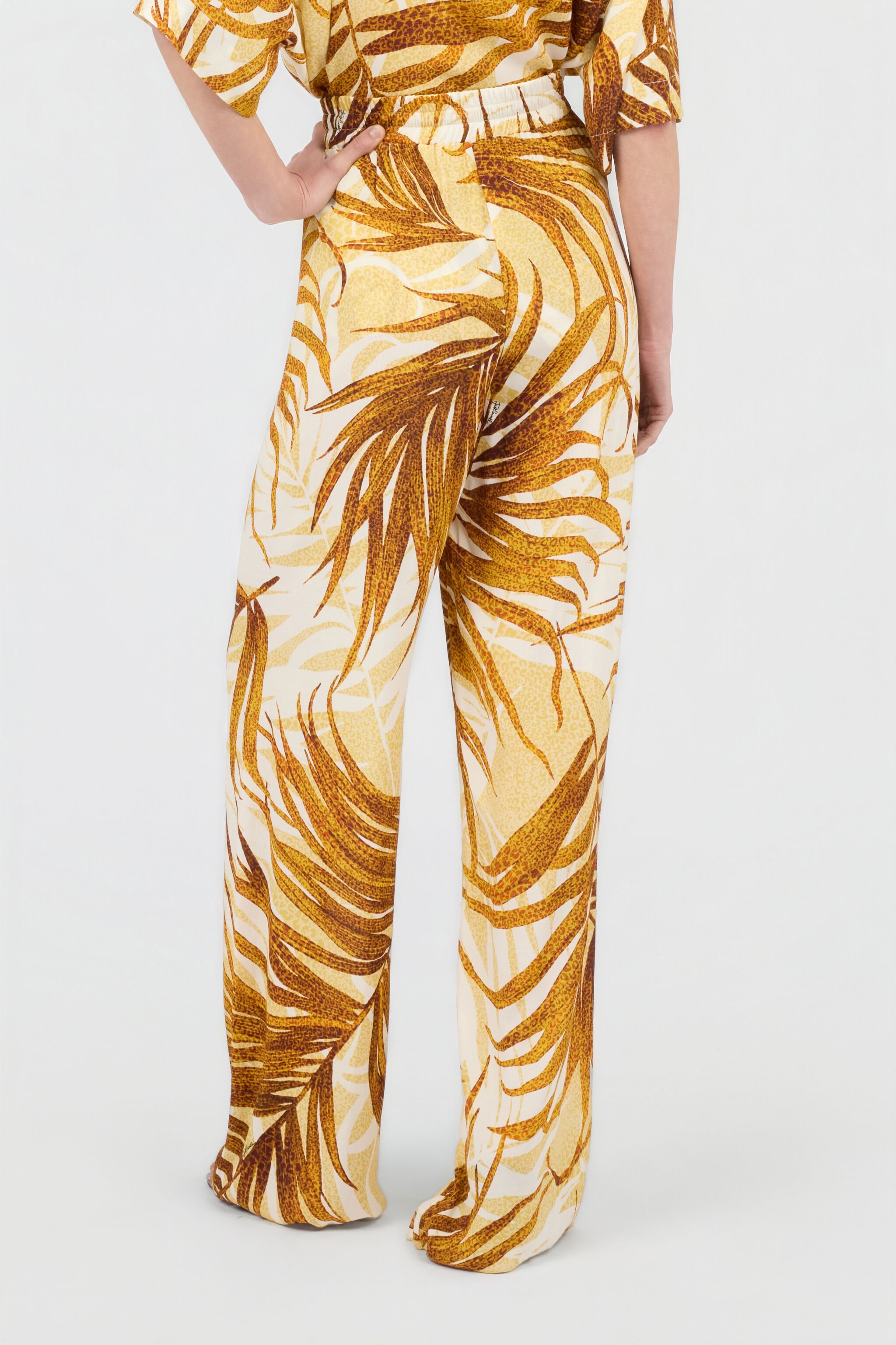 JC Golden Palm Print Trousers DAFFODIL WFT160-WF507