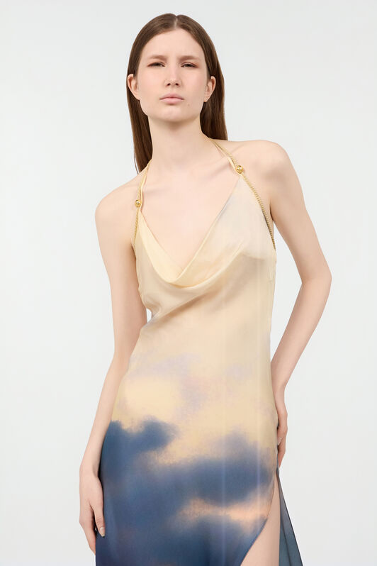 RC Long Dress With Sunrise Print Blue/Orange UWT125-CTN96