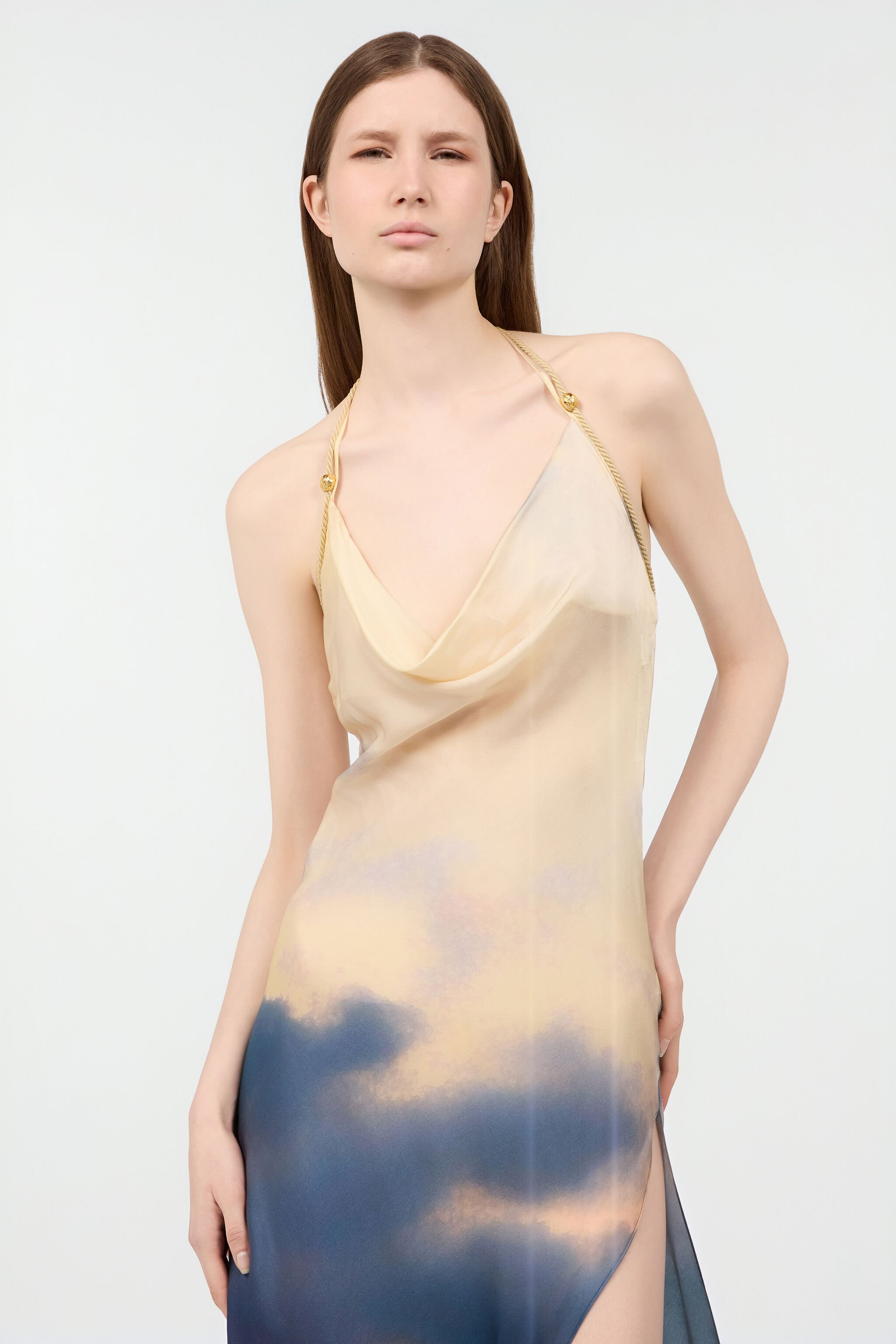 RC Long Dress With Sunrise Print Blue/Orange UWT125-CTN96