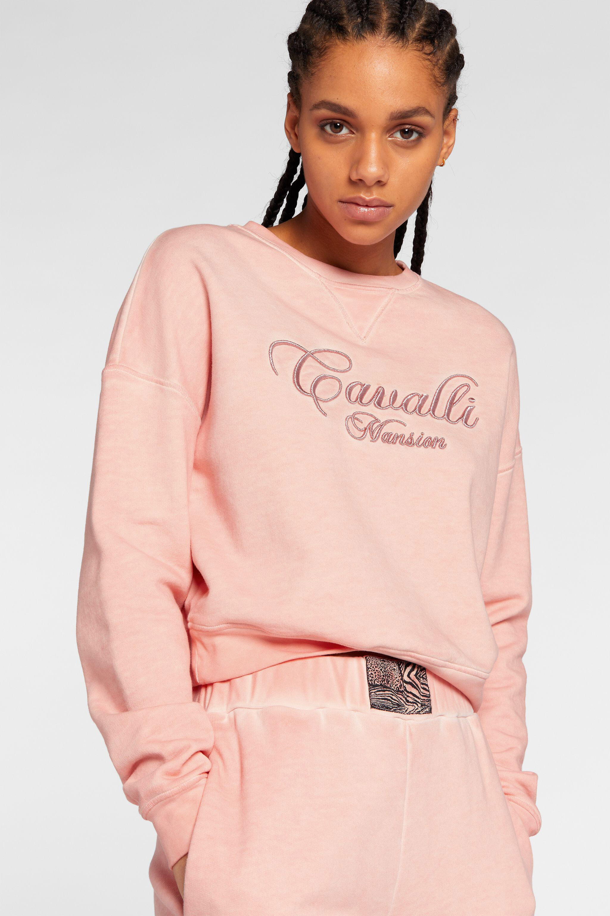 RC Sudadera corta de algodón con logo bordado Rosa OKT66A-CF050