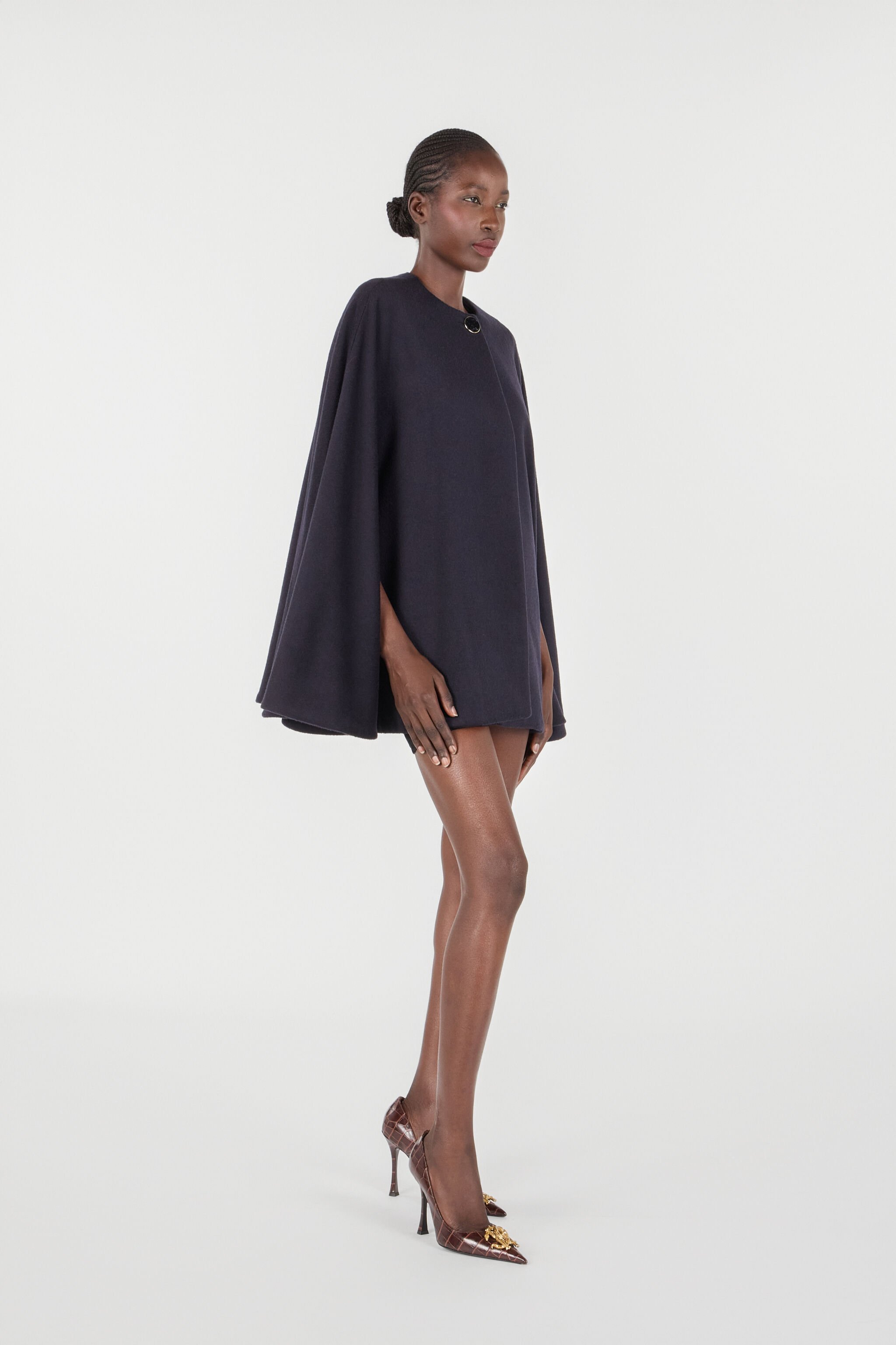 RC Cappotto Con Mantella In Misto Cashmere Nero UKT506-GA077