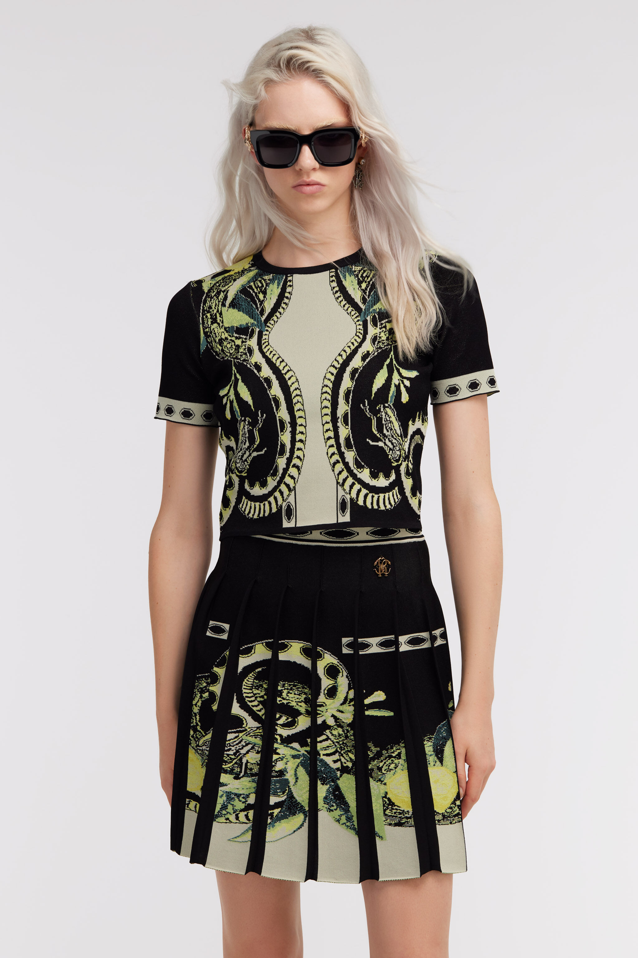 RC Lemon print knit skirt Black SKM301-MI150