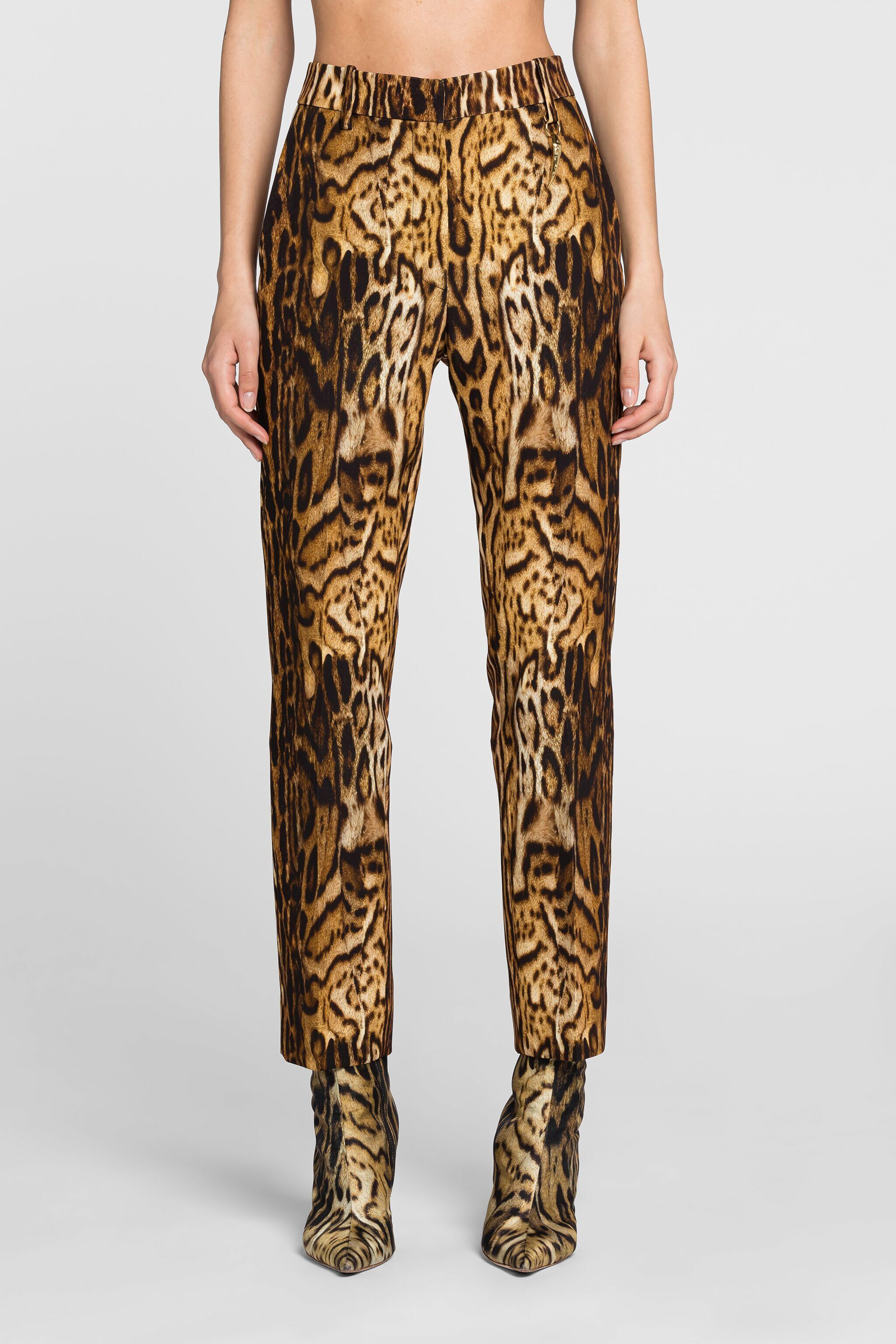 RC Ocelot-Print Straight-Leg Trousers Light brown PKT201-7OE37