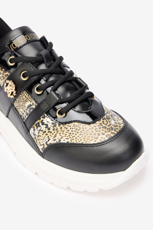 RC Baskets En Cuir À Imprimé Léopard BLACK/JAGUAR QOS01G-PZO13
