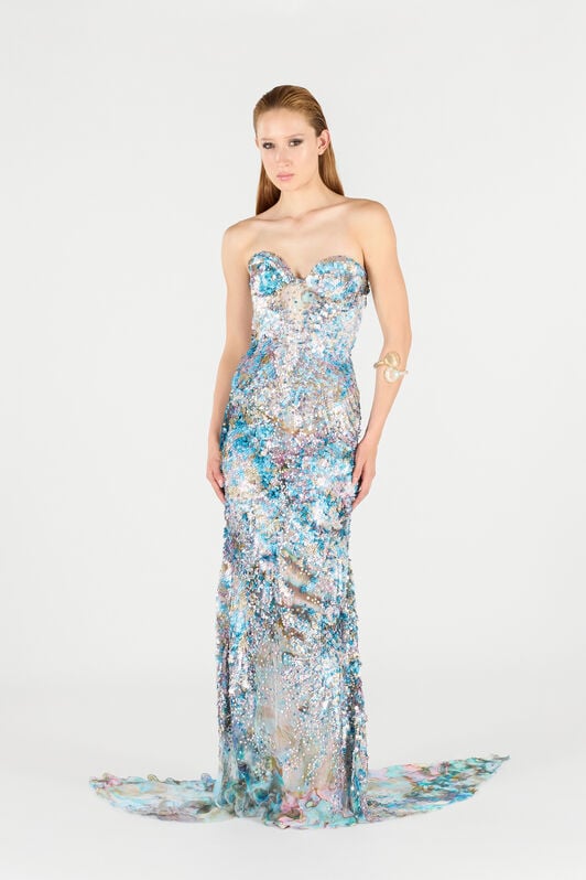 RC Mermaid Print Dress Maxi RC Mermaid Print Dress Maxi Blue/Silver UWR119-CKN92