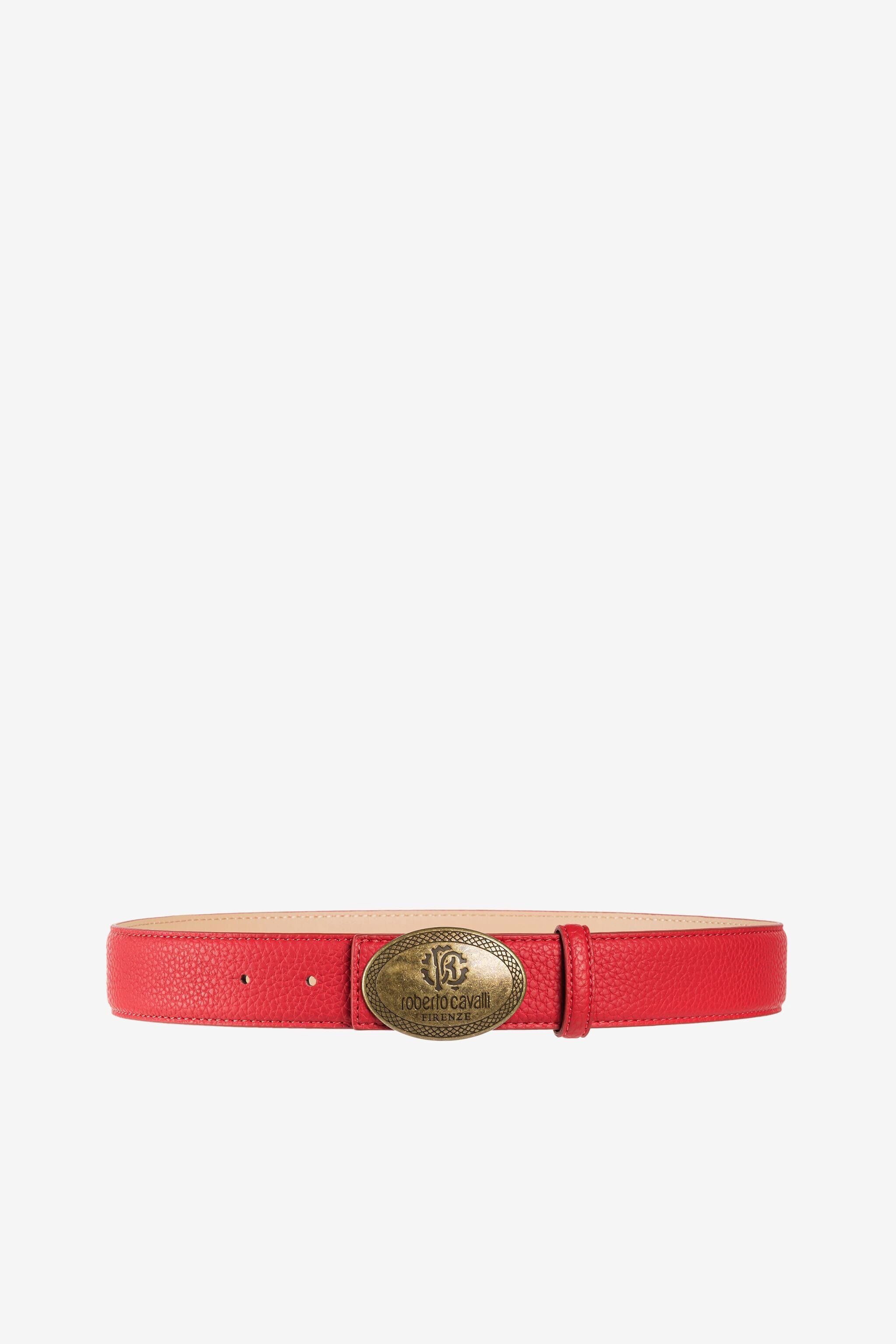 RC Monogram Engraved Belt in Red for Women Roberto Cavalli