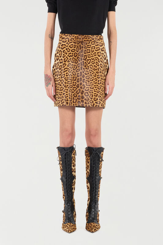 RC Minigonna In Pelle Con Stampa Leopard Skin RC Minigonna In Pelle Con Stampa Leopard Skin Marrone VKP300-ZV012