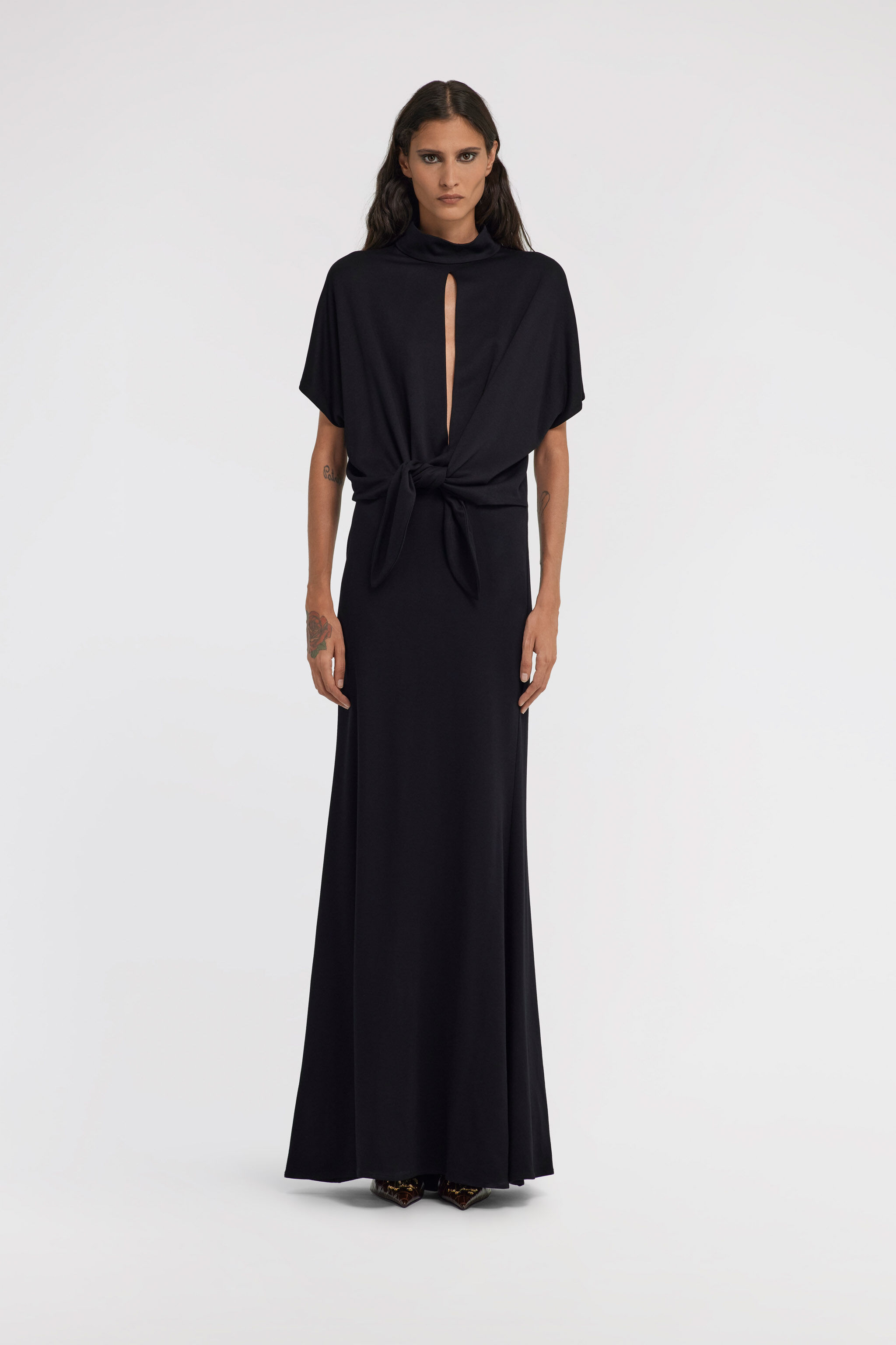 RC Long dress with knot Negro TWT117-JE040