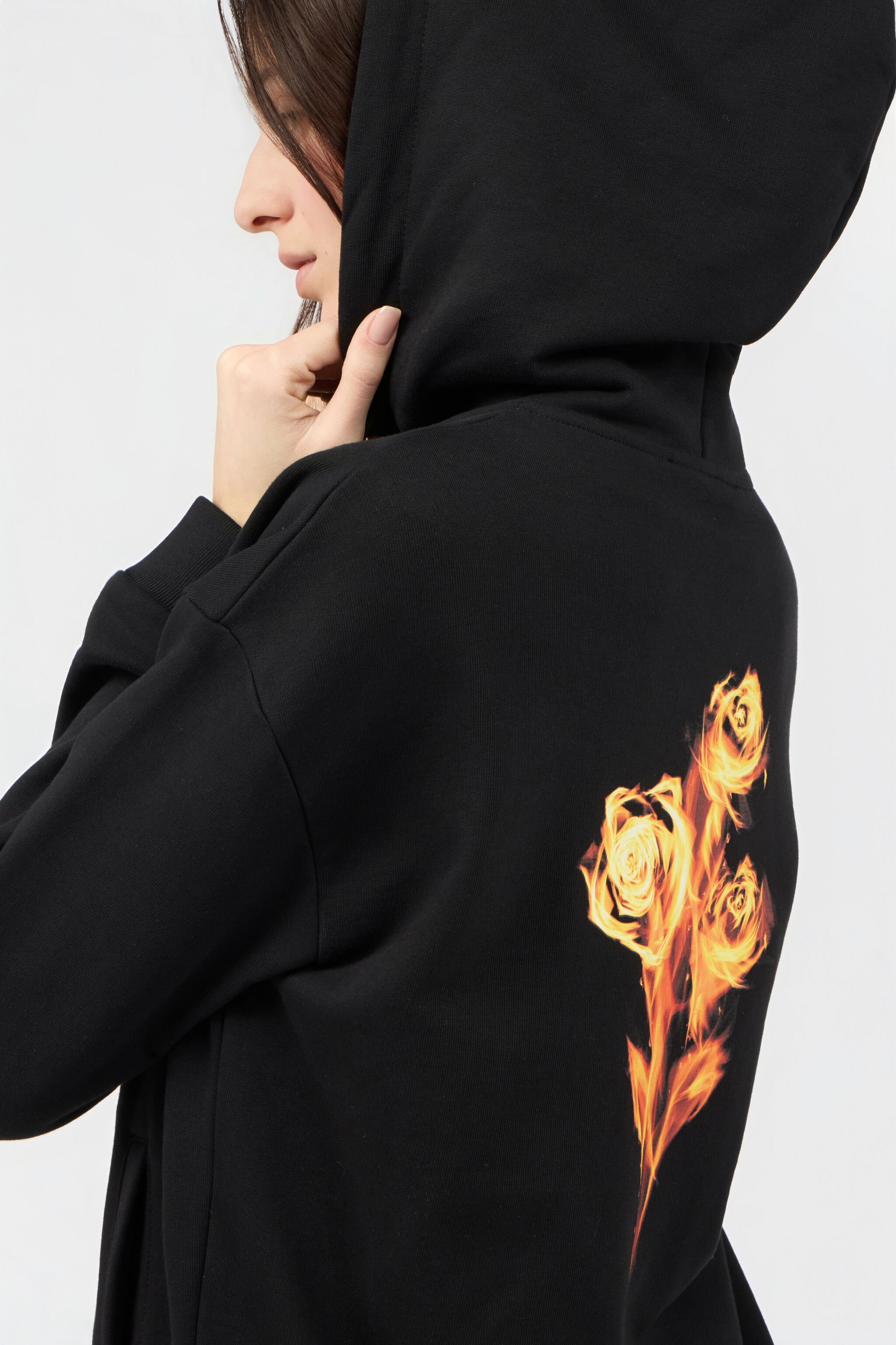 RC Sudadera Con Capucha Estampado Flaming Rose BLACK SOT66H-CF008