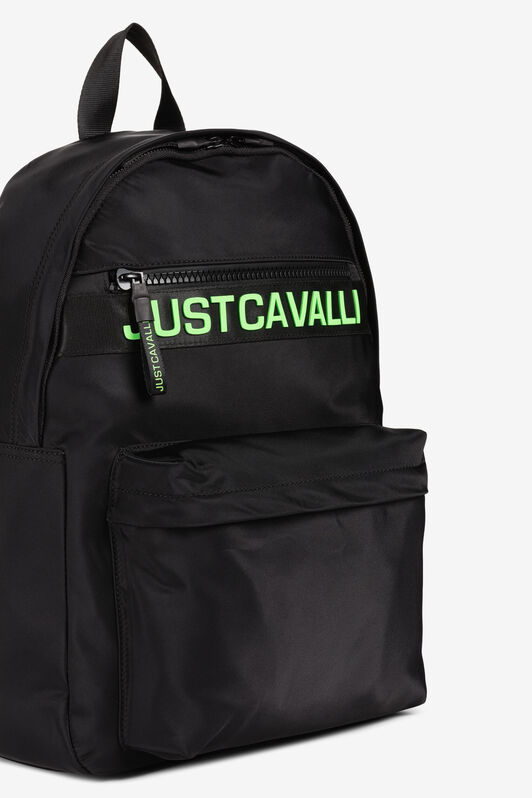 JC Just Cavalli Logo-Print Backpack BLACK & GREEN Q62334-Q1237
