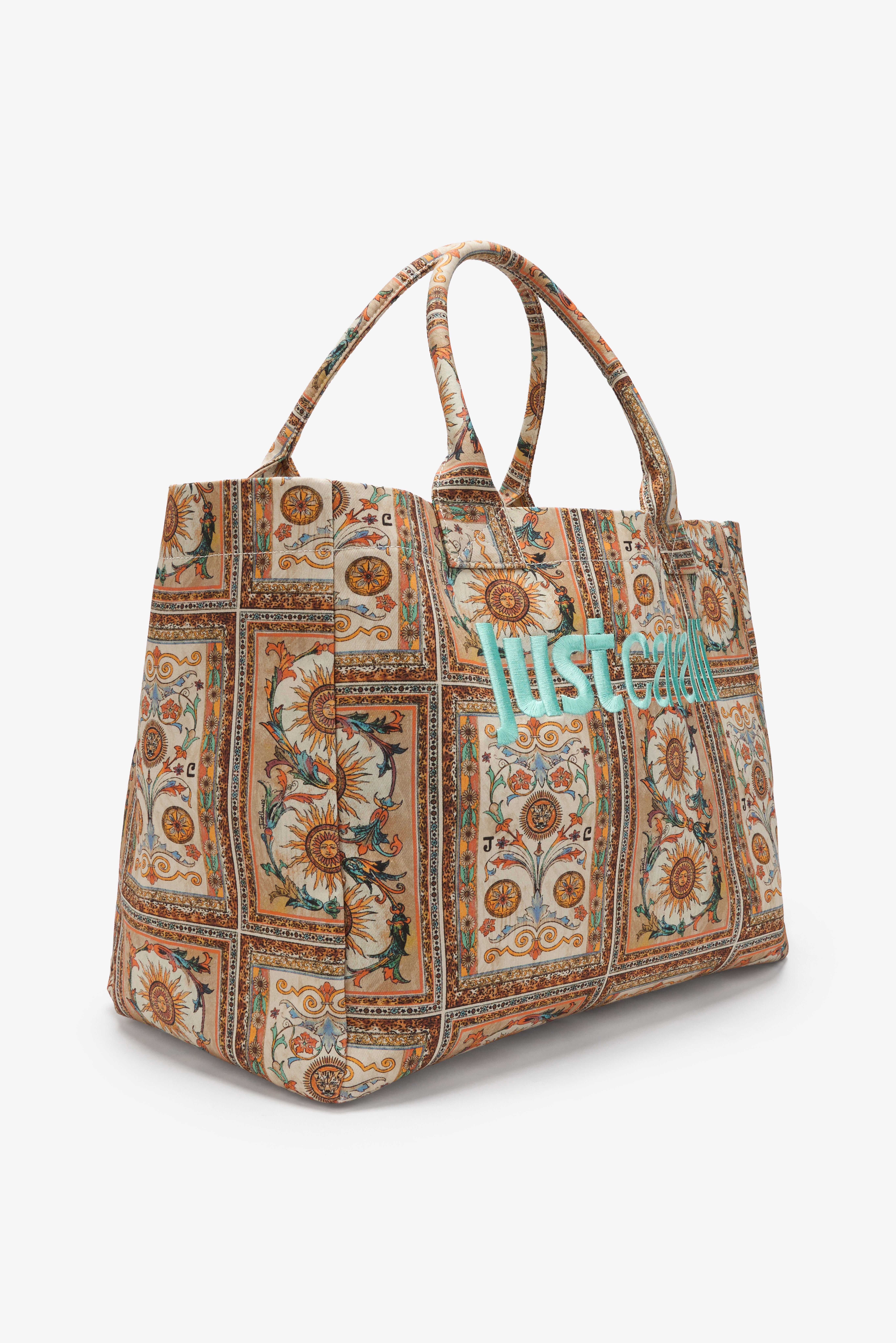 JC Shopping Bag With Persian Tarot Print 744 BEIGE + 217 AZZU WFB118-WF448