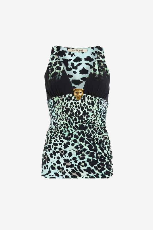 RC Top con estampado Queen of Sicily Verde claro/Negro OKT605-LNC81