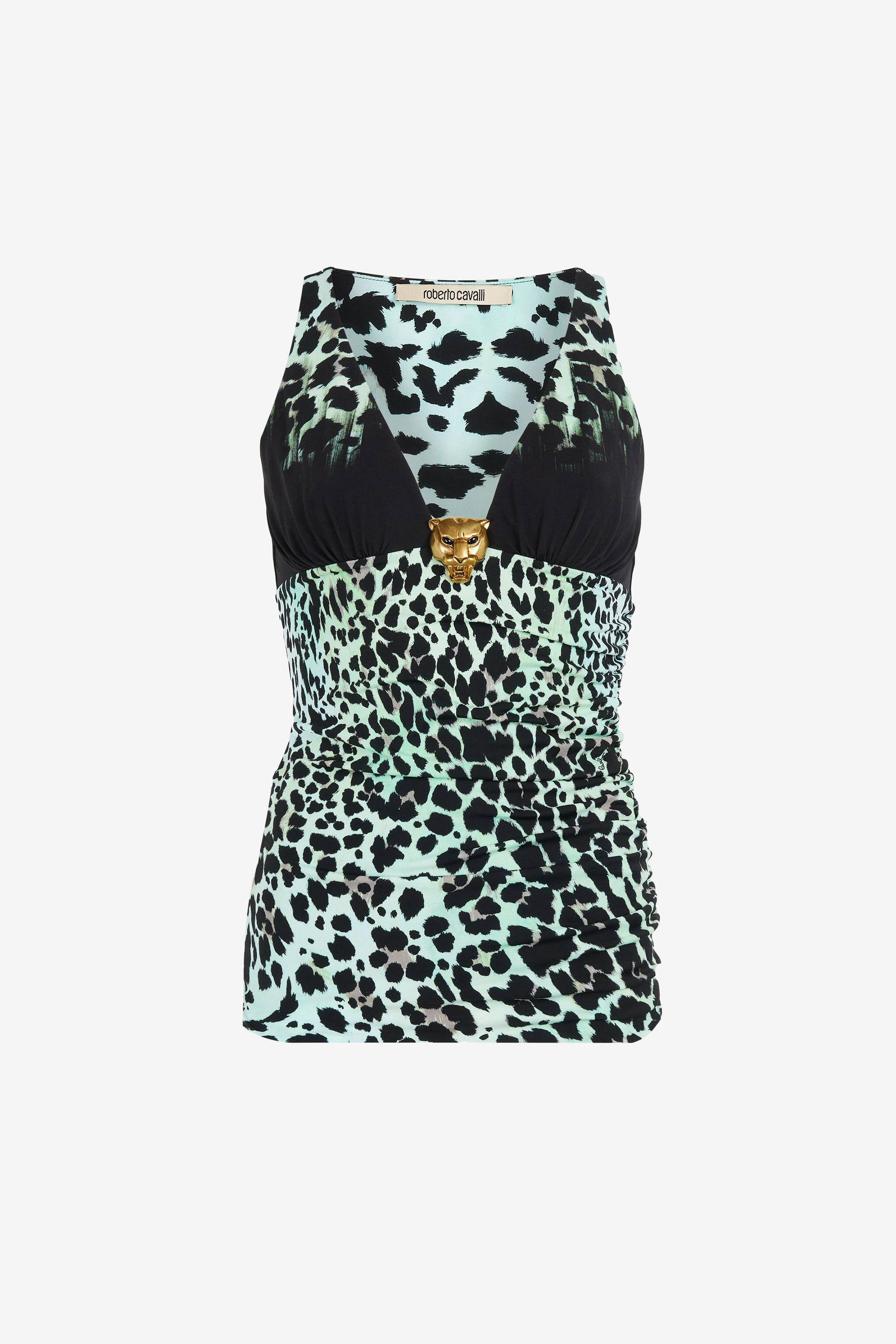 RC Top con estampado Queen of Sicily Verde claro/Negro OKT605-LNC81