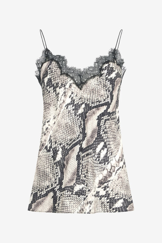 RC Silk Top with Python Print Light Brown VWT604-TYQ75