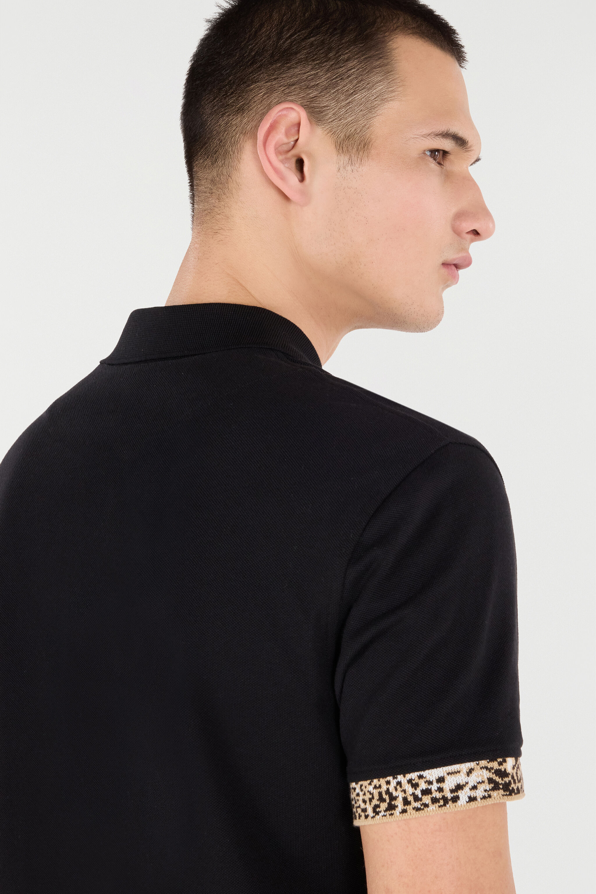 RC Polo Shirt with Jaguar Skin Details Black VRT64A-KB002