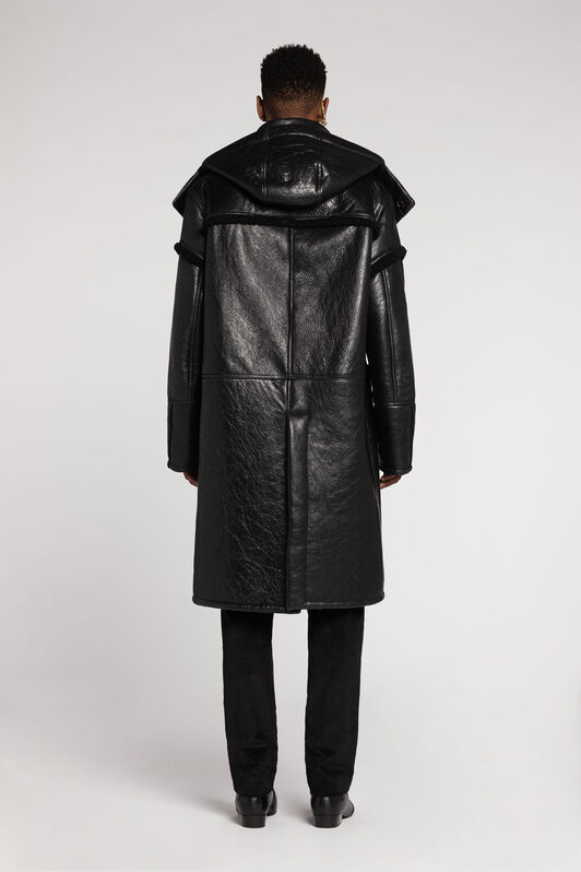 RC Dufflecoat aus glattem Leder Schwarz RRP402-ZC020