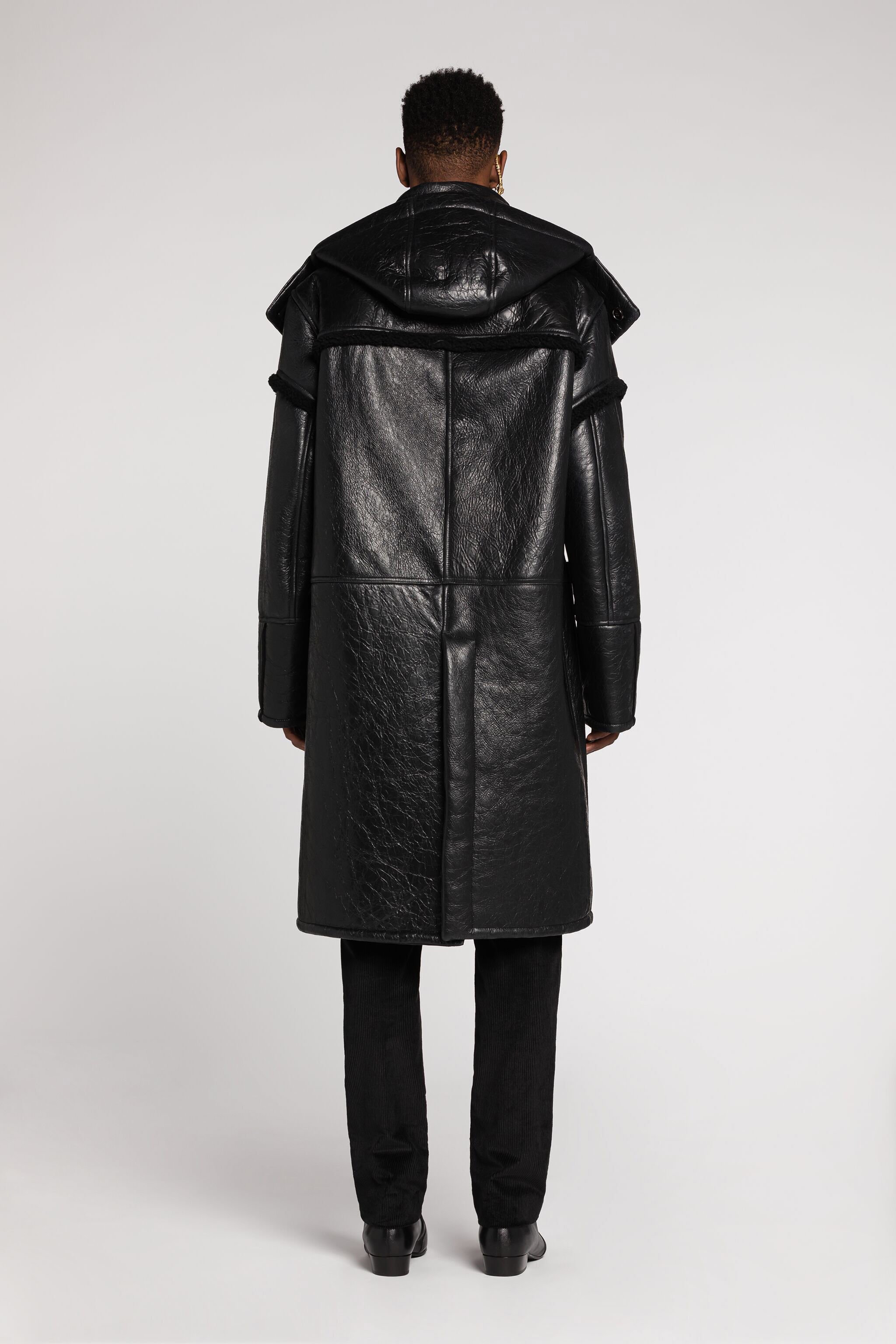 RC Dufflecoat aus glattem Leder Schwarz RRP402-ZC020