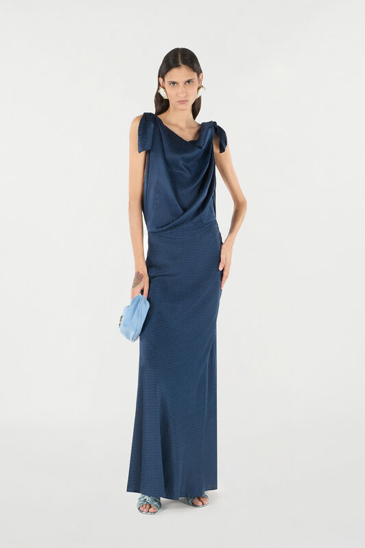 RC Robe Longue À Imprimé Serpent Bleu foncé UKT112-SZN57