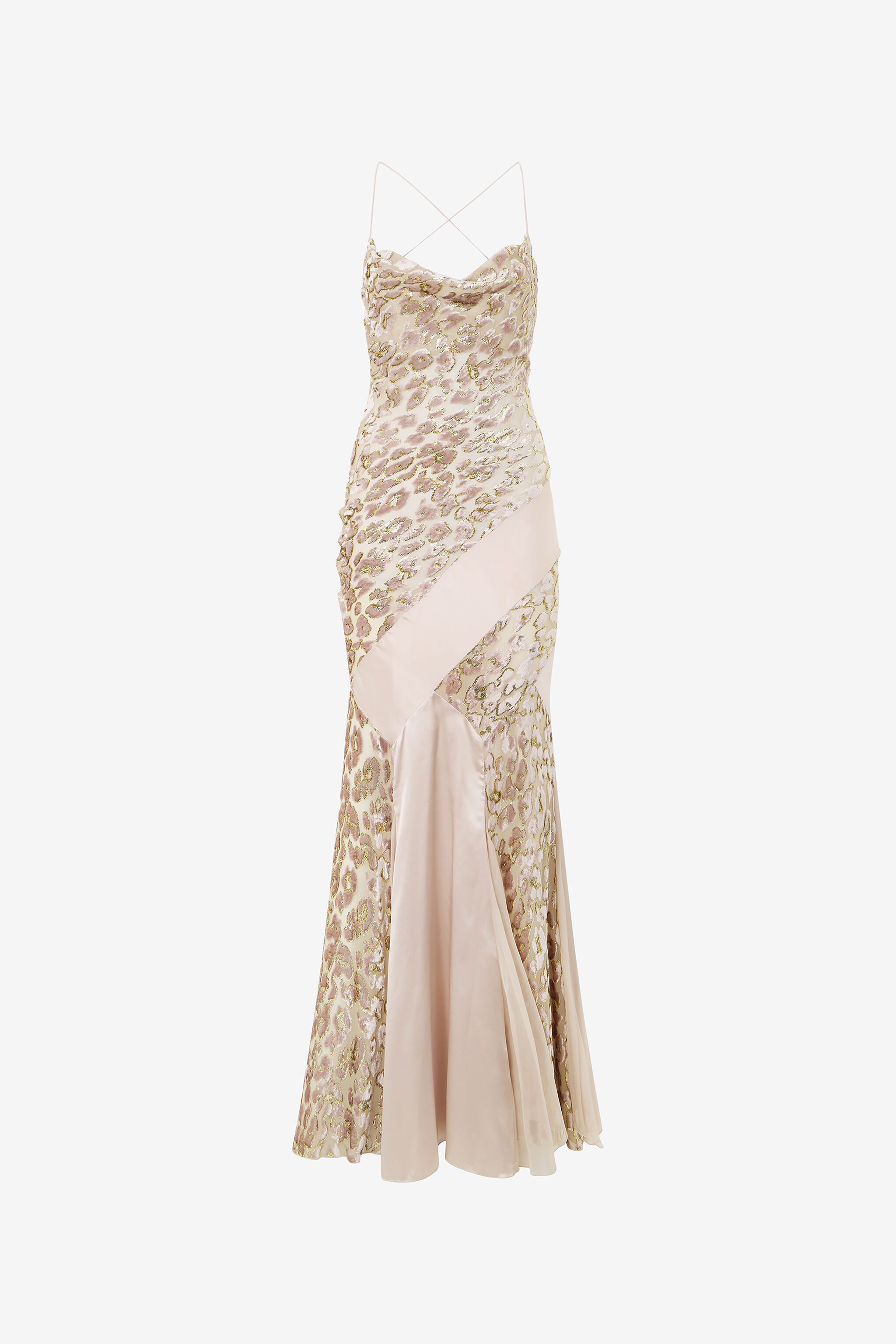 RC Slip-Style Long Dress with Animal Print ROSA/ORO VQT127-FC005