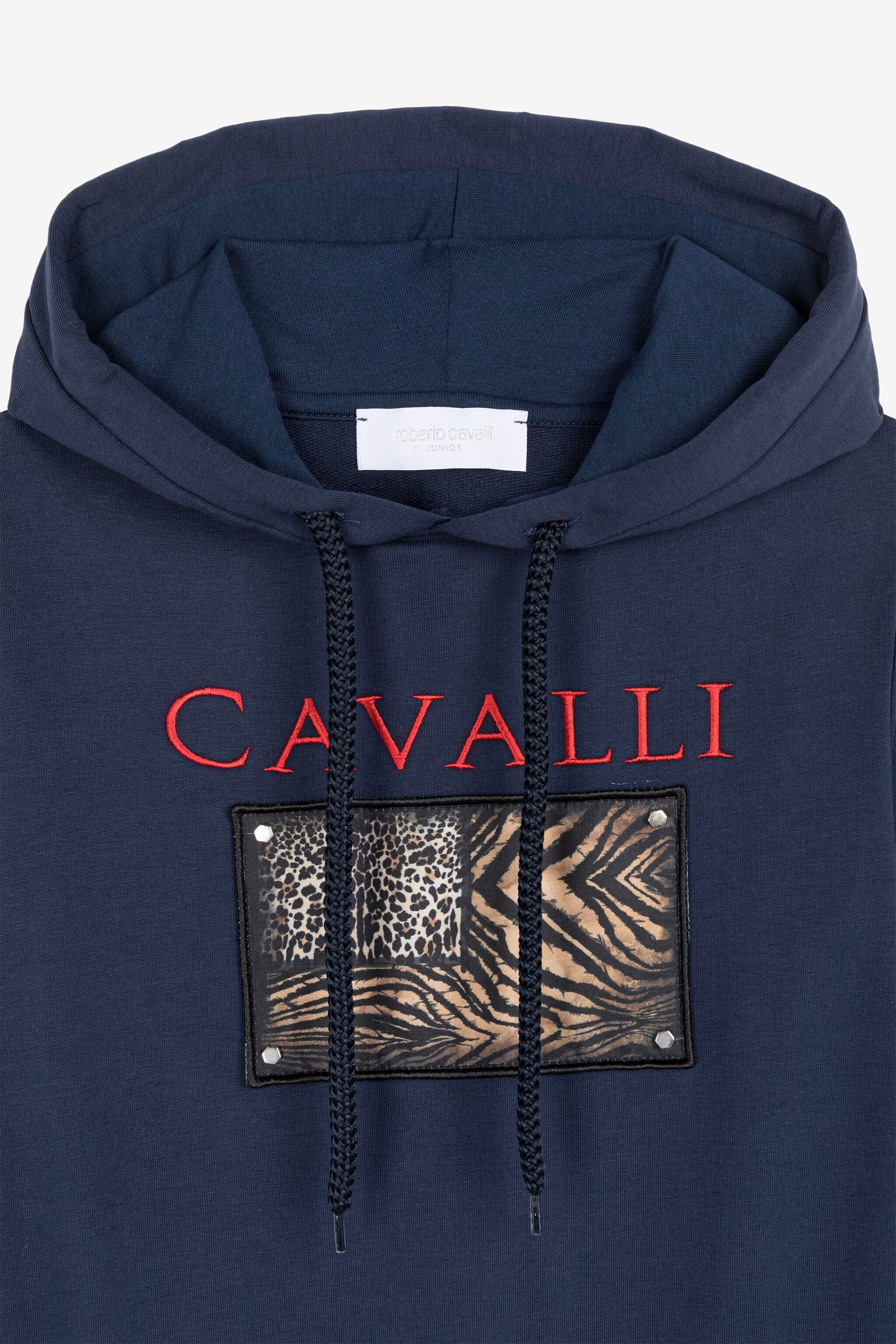 JU Hoodie mit animalischen Patchwork-Applikationen BLU SCURO 193921 OJT937-ISA2J