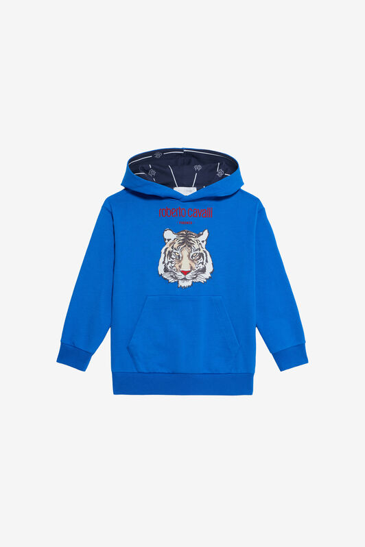 JU Felpa Blu Cobalto Con Stampa Tigre JU Felpa Blu Cobalto Con Stampa Tigre COBALT BLUE VJT68C-CF050