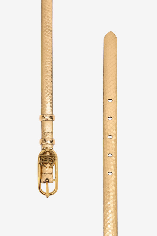 RC Snake-Print Laminated Leather Belt Gold SKC005-PZ579