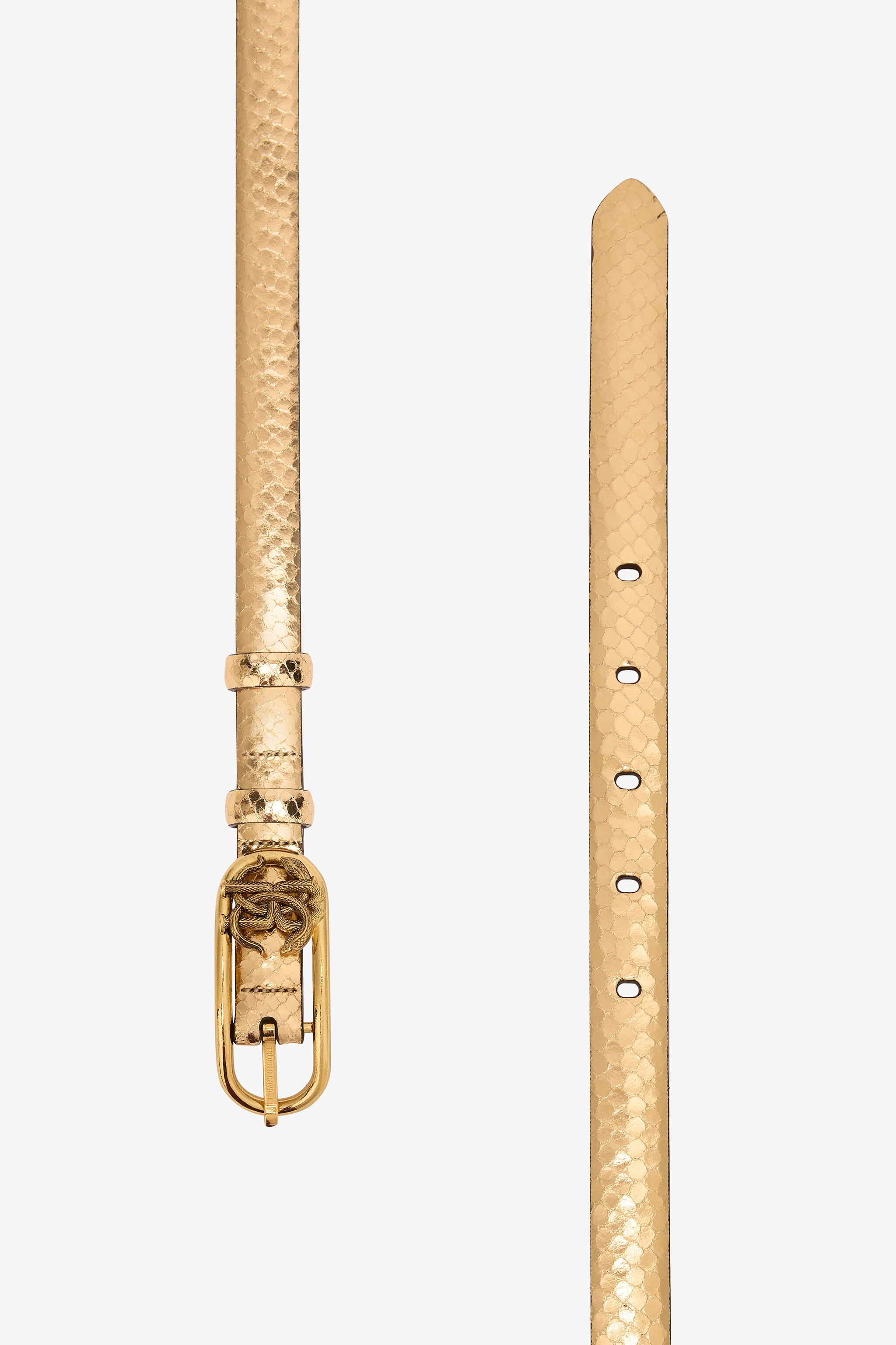 RC Snake-Print Laminated Leather Belt Gold SKC005-PZ579