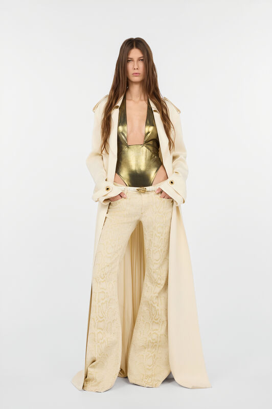 RC Trench Avorio Extralungo Con Plissettature IVORY WWT500-HS002