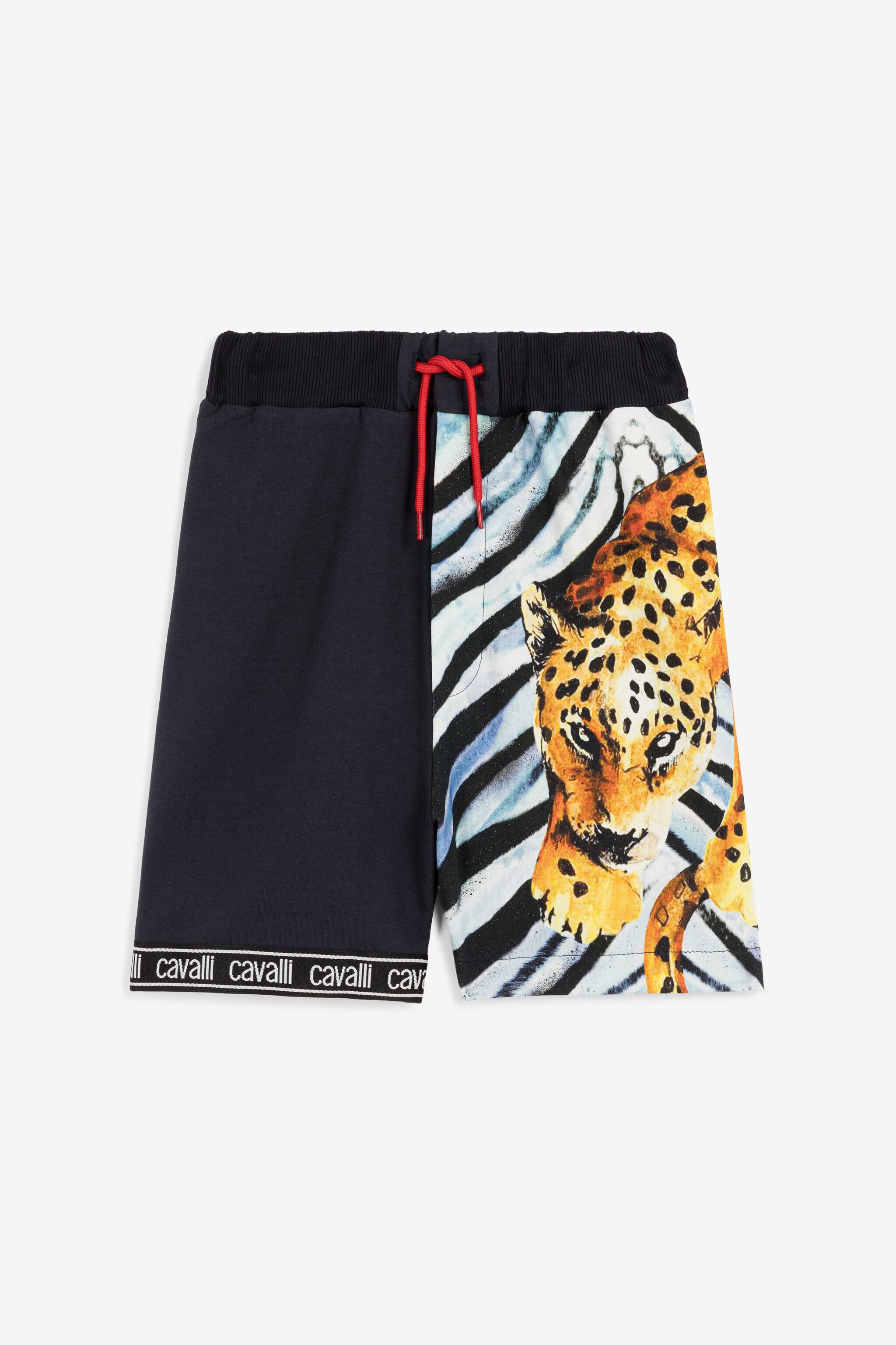 JU Zebra And Jaguar-Print Shorts Dark blue OJT261-ISA2J