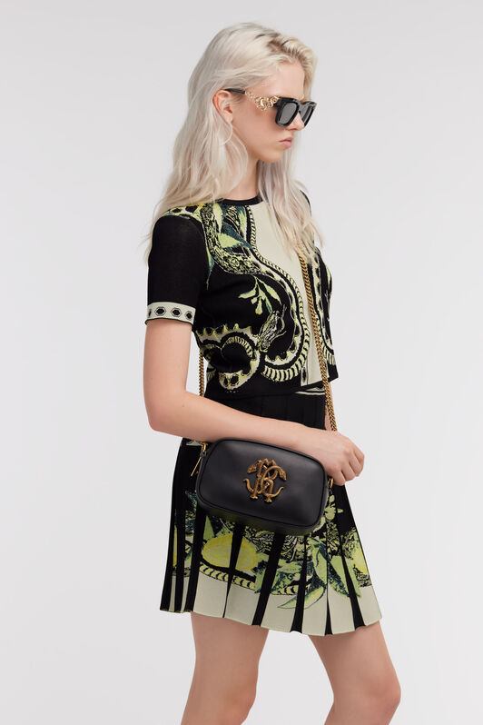 RC Shoulder bag with Monogram Mirror Snake Black SKB010-PZ172