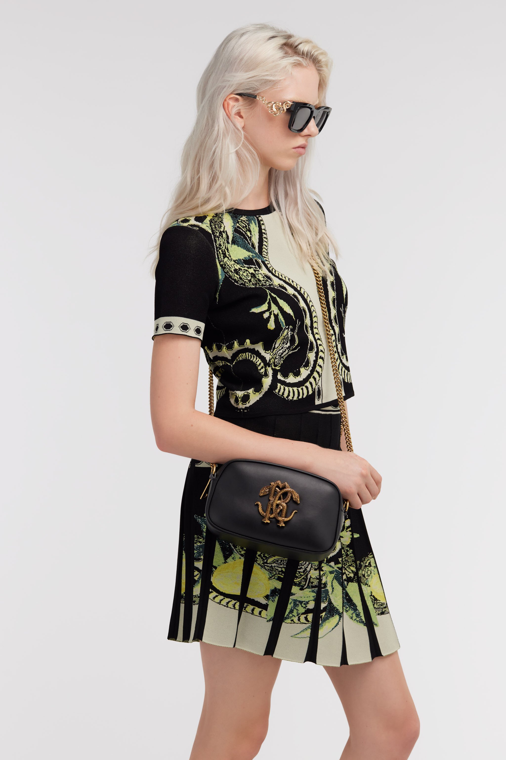 RC Shoulder bag with Monogram Mirror Snake Black SKB010-PZ172