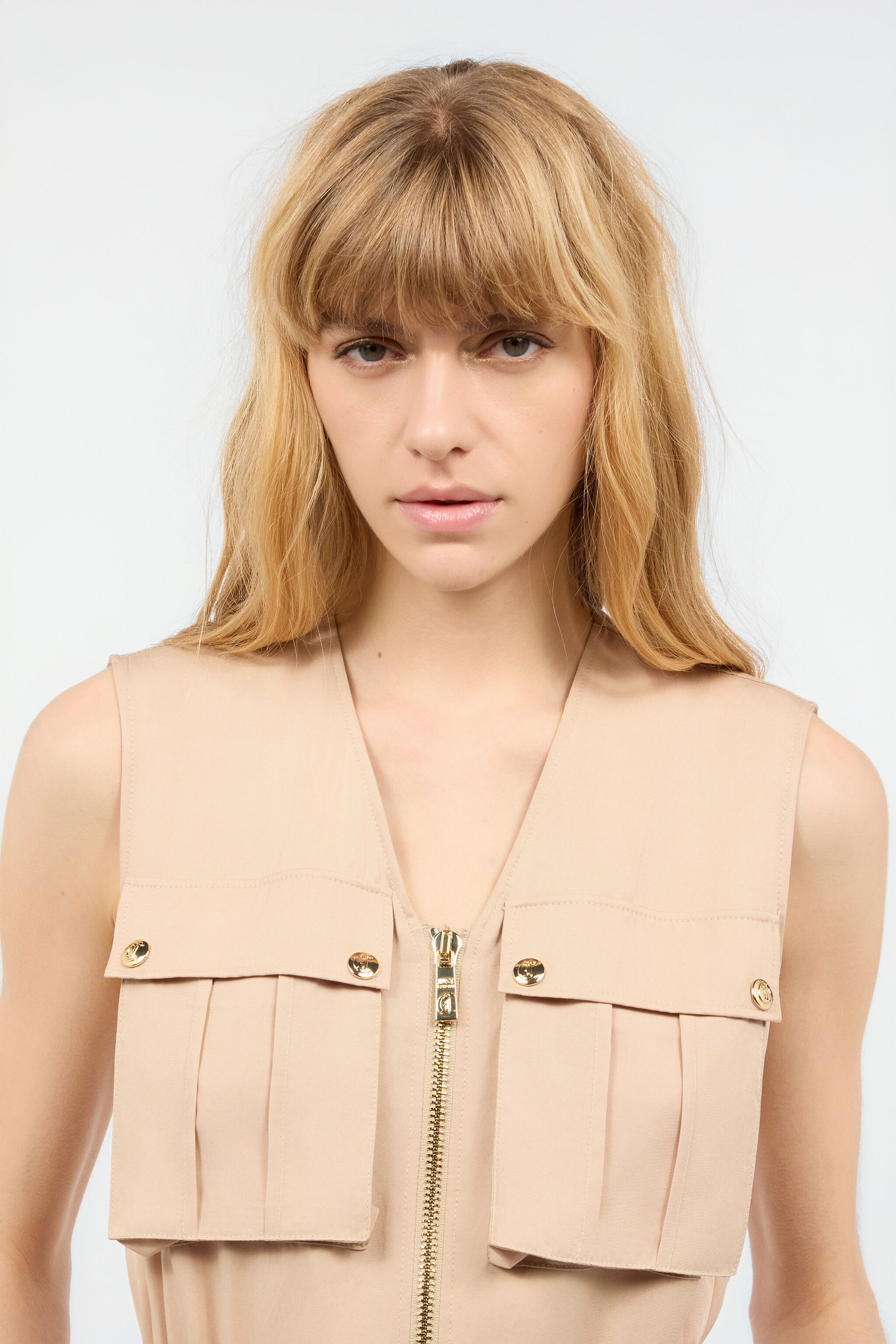 JC Mini Dress With Utility Pockets Light Brown UFT187-UF253