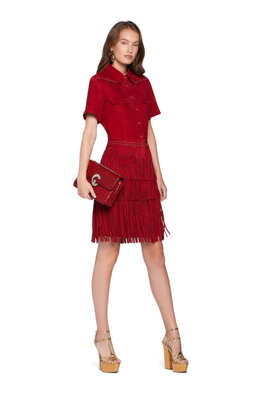 RC Kleid aus Veloursleder mit Fransen RED IQP100-PC001