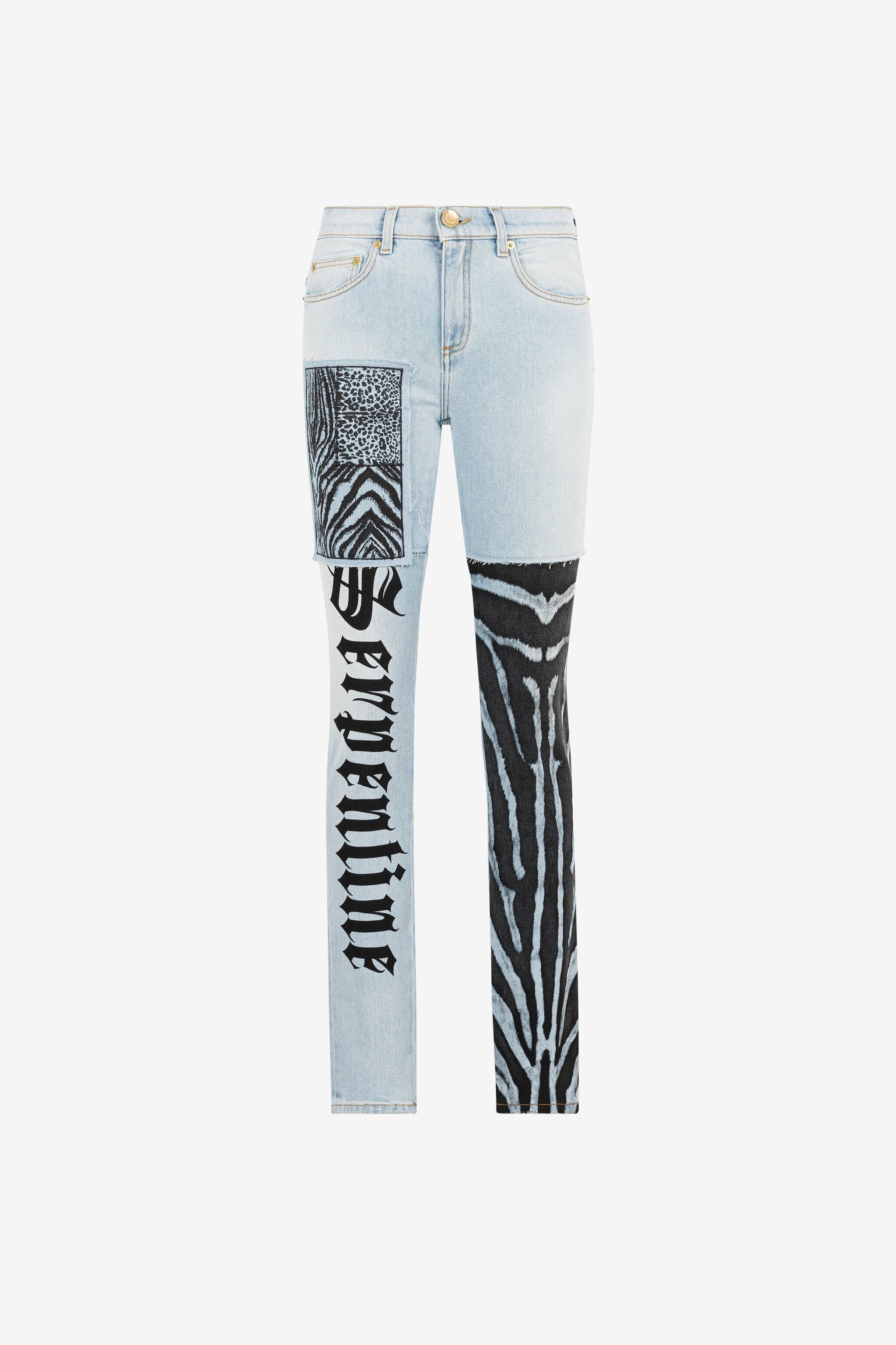 RC Animalier Patchwork-Print Appliqué Jeans Light blue OQJ232-DS020