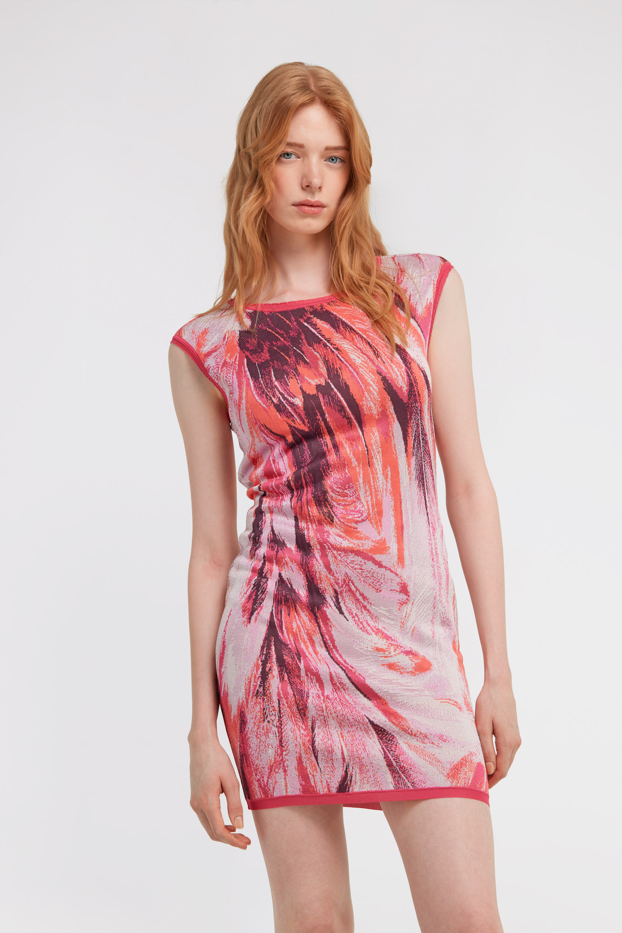 RC Knitwear dress Ice Fathers print Fuchsia SWM103-MI150