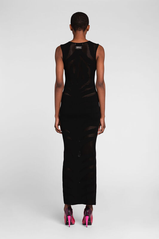RC Vestido maxi con estampado Zebra de jacquard Negro OQM114-MI030