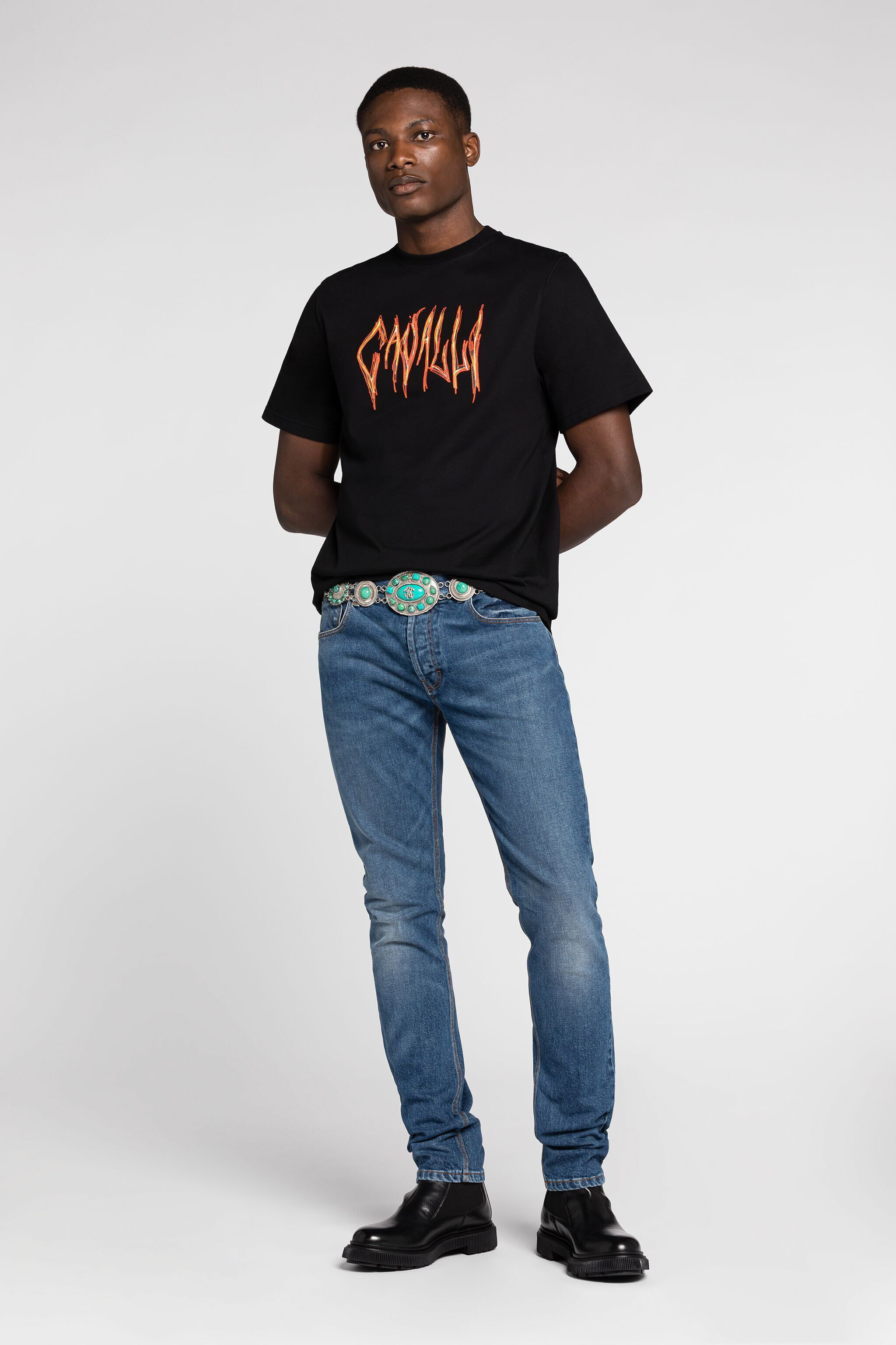 RC Logo-Print Cotton T-Shirt Black RRT61N-JD060