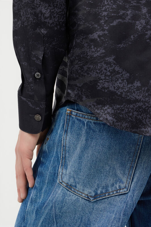 RC Animal-Print Silk Shirt Black URT716-4QN55