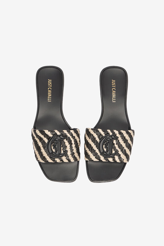 JC Slipper Mit Riemen In Zweifarbiger Flechtoptik Hellbraun UFS069-UF391