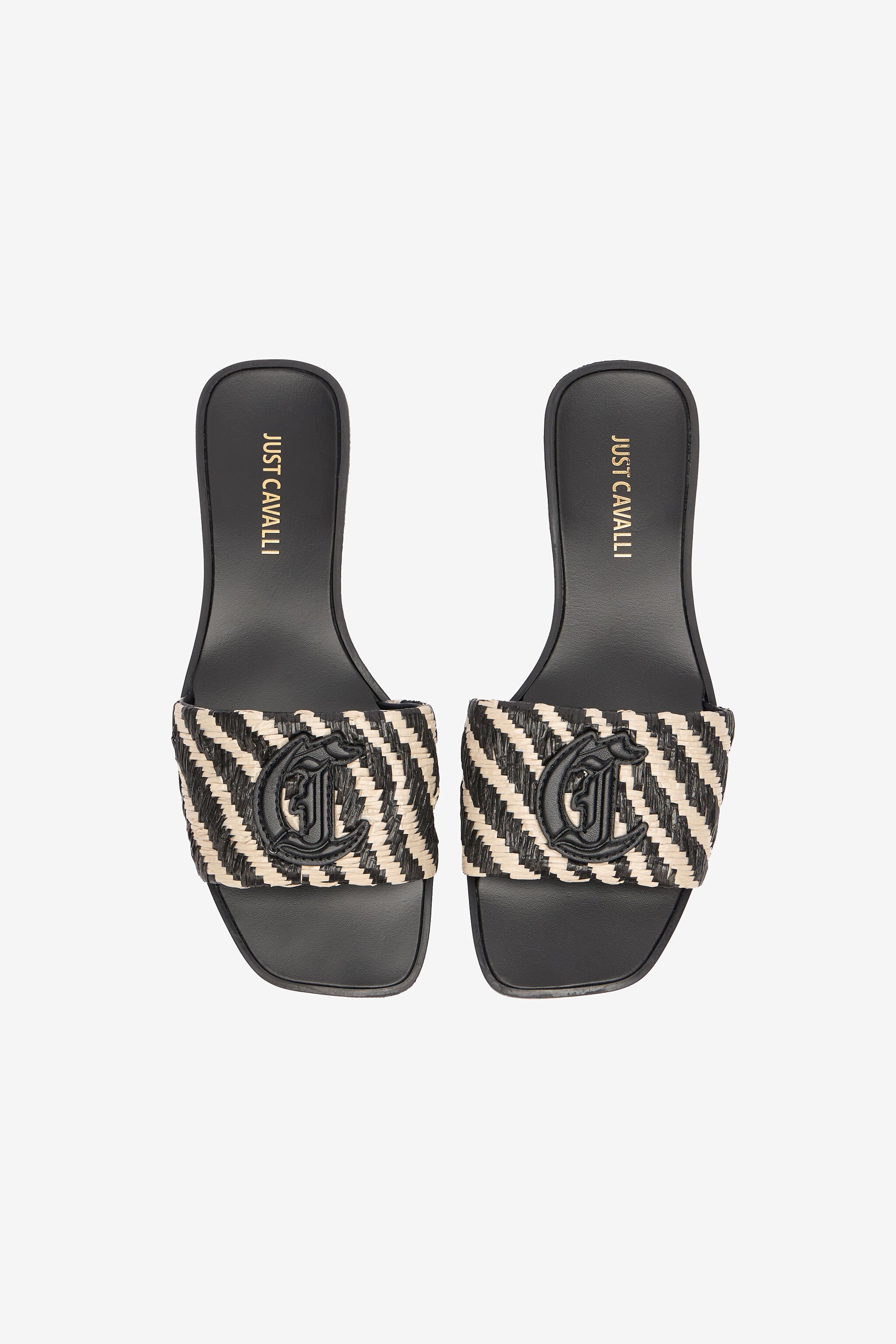 JC Slipper Mit Riemen In Zweifarbiger Flechtoptik Hellbraun UFS069-UF391