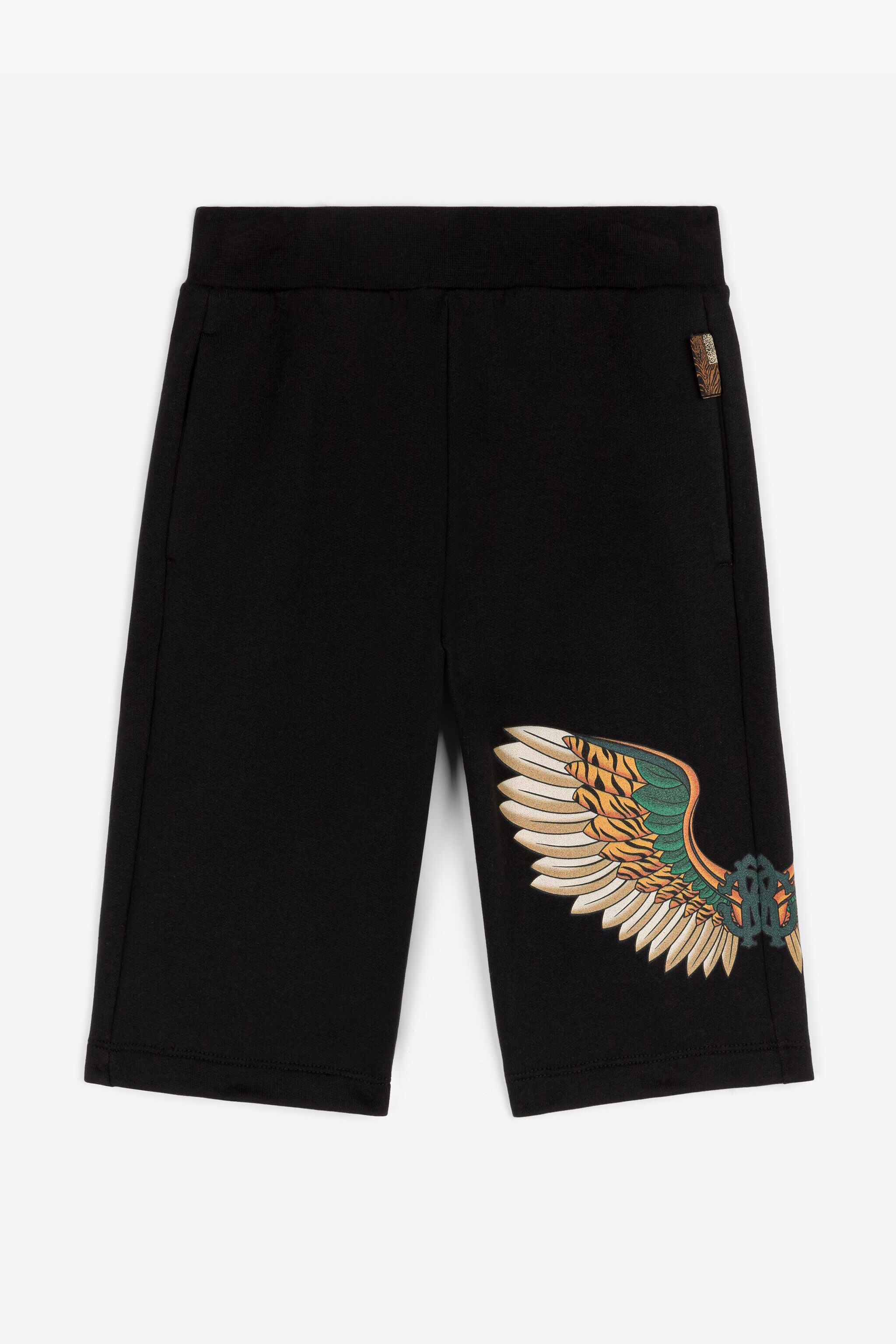 JU Feather-Print Cotton Shorts Black RJT222-CF050