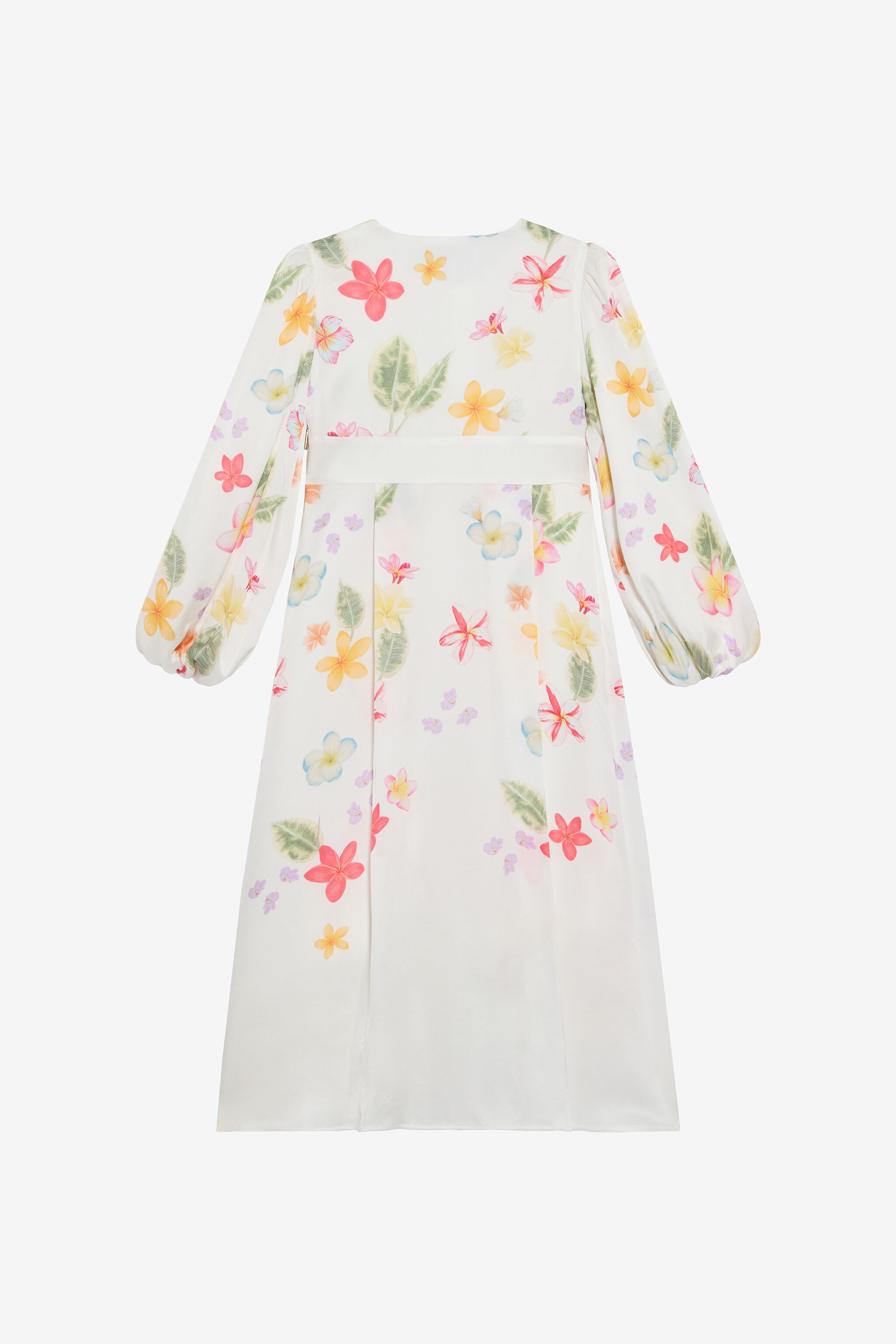 JU Long Dress with Floral Print MILKY WHITE UJT10X-6DO85