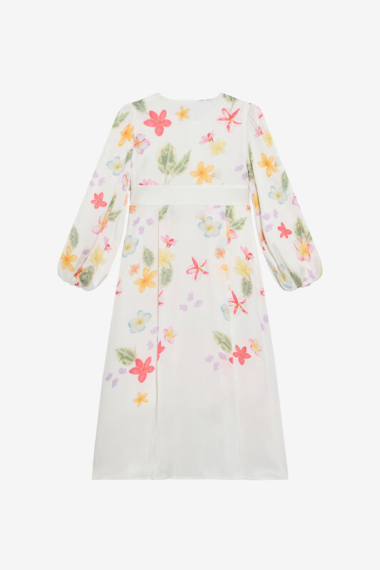JU Long Dress with Floral Print JU Long Dress with Floral Print MILKY WHITE UJT10X-6DO85