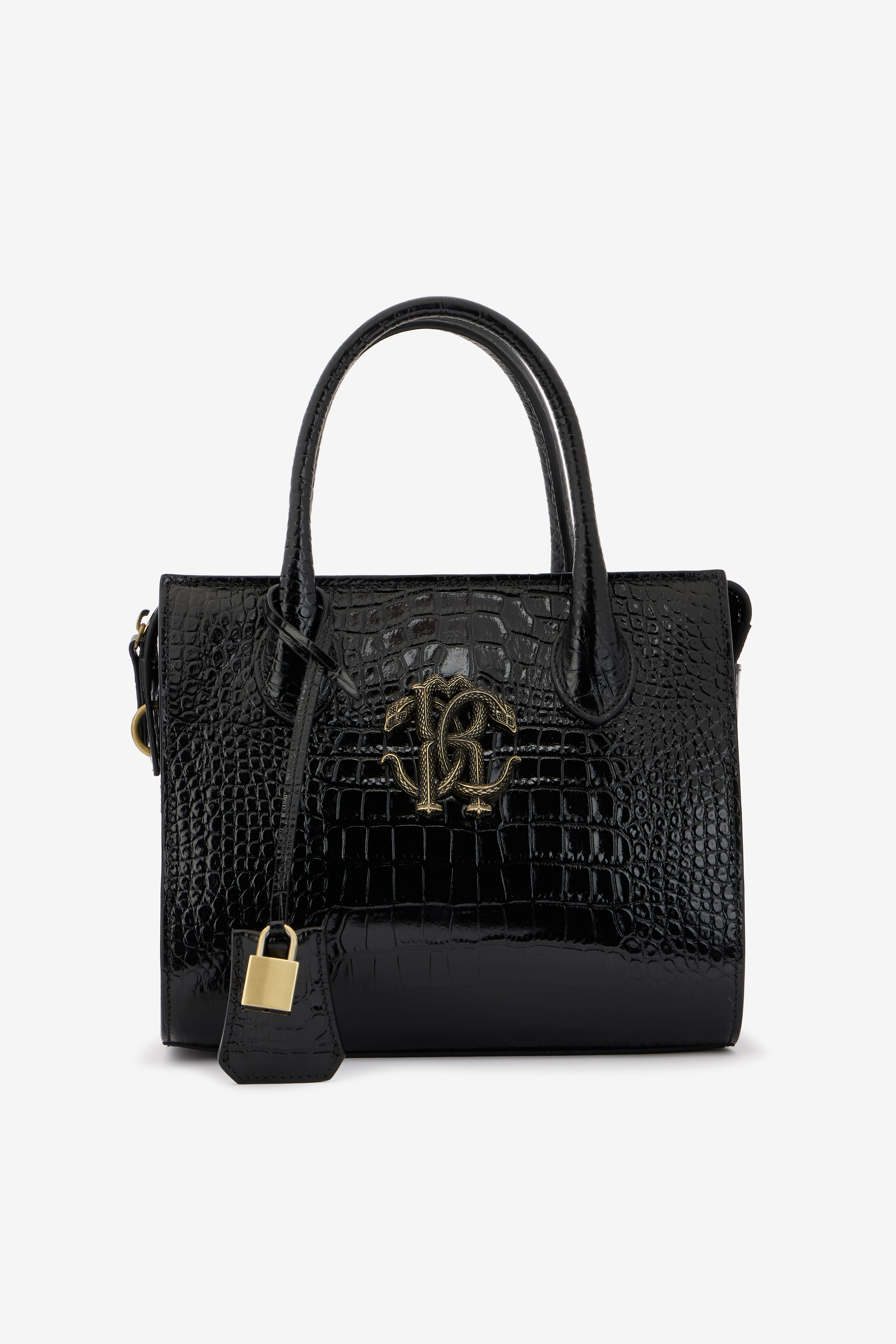 RC Black Top Handle Bag with Monogram RC BLACK QOB00D-PZO32