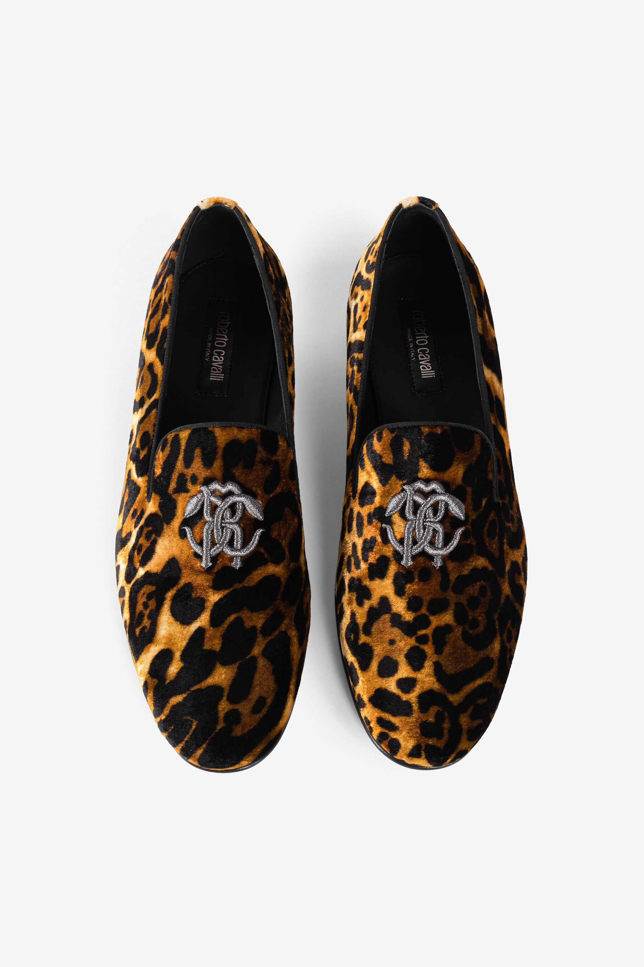 RC Loafers mit Monogramm Mirror Snake und Leopardenmuster Dunkelbraun RRS029-VL005