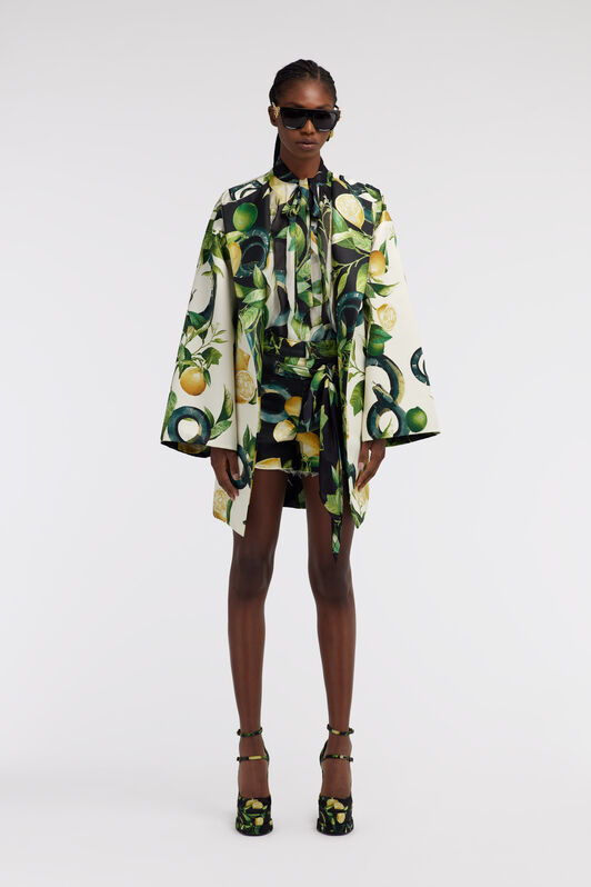 RC Lemon print belted coat Ivory SKT502-SWI89