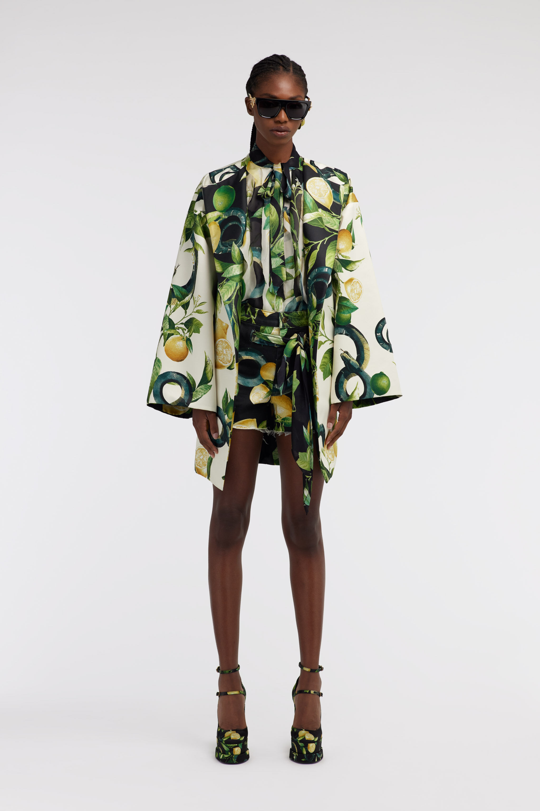 RC Lemon print belted coat Ivory SKT502-SWI89