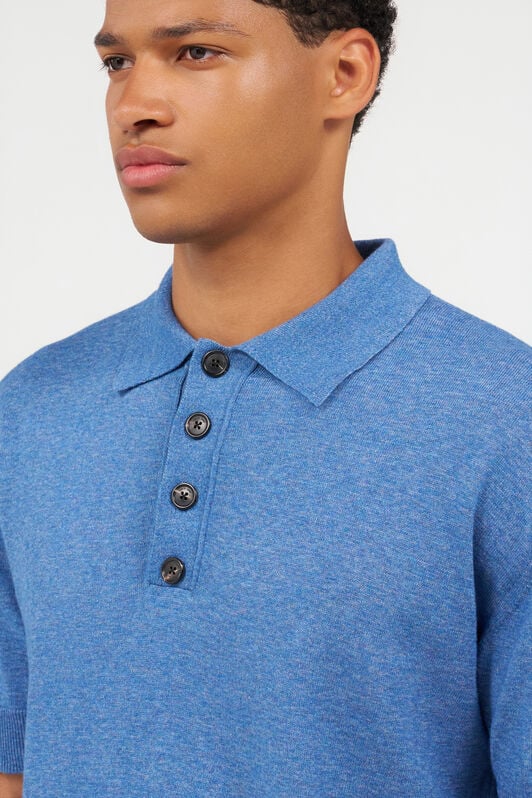 RC Blue Knit Polo Shirt with Embroidered Logo ENDLESS SKY WNM609-MG001