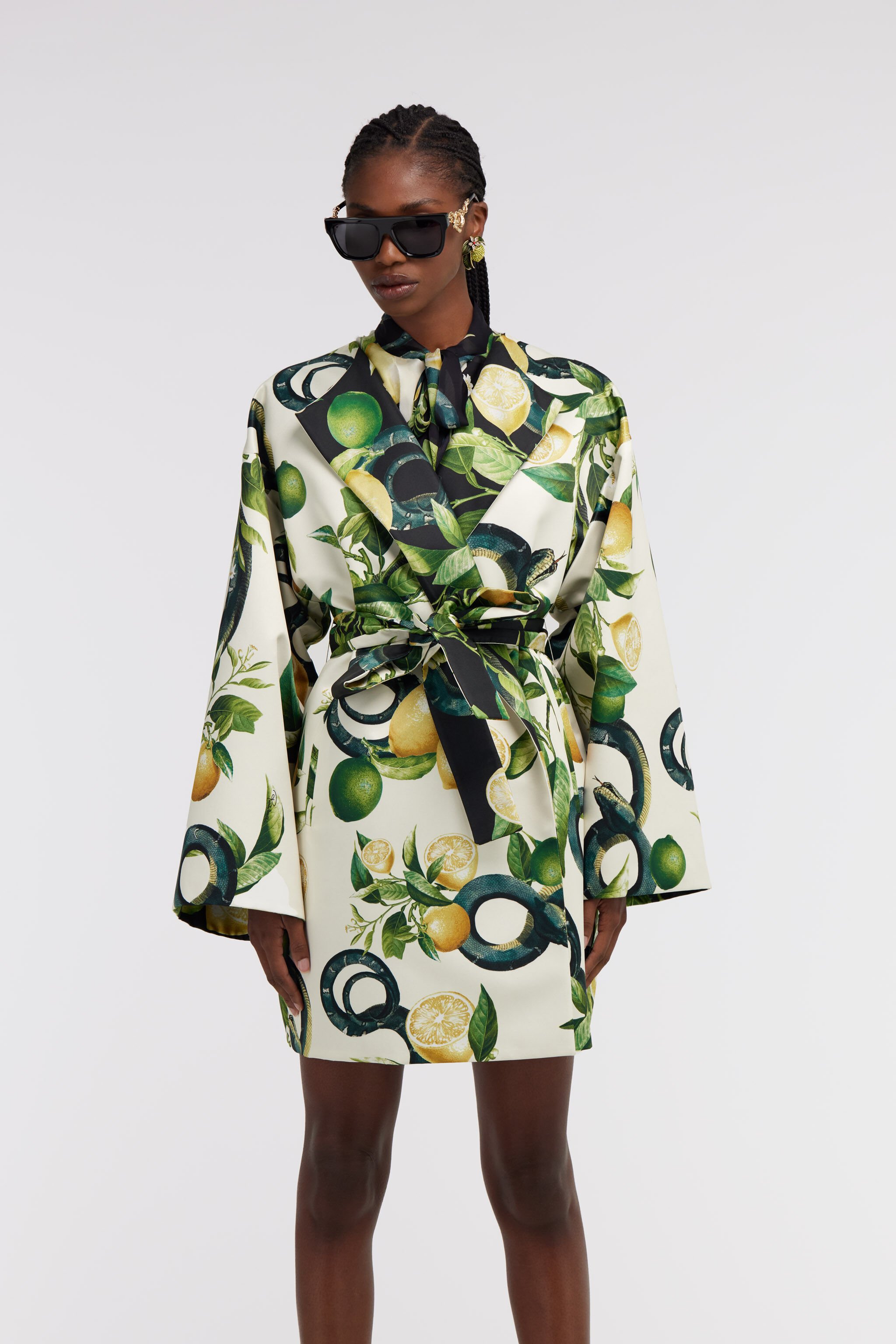 RC Lemon print belted coat Ivory SKT502-SWI89