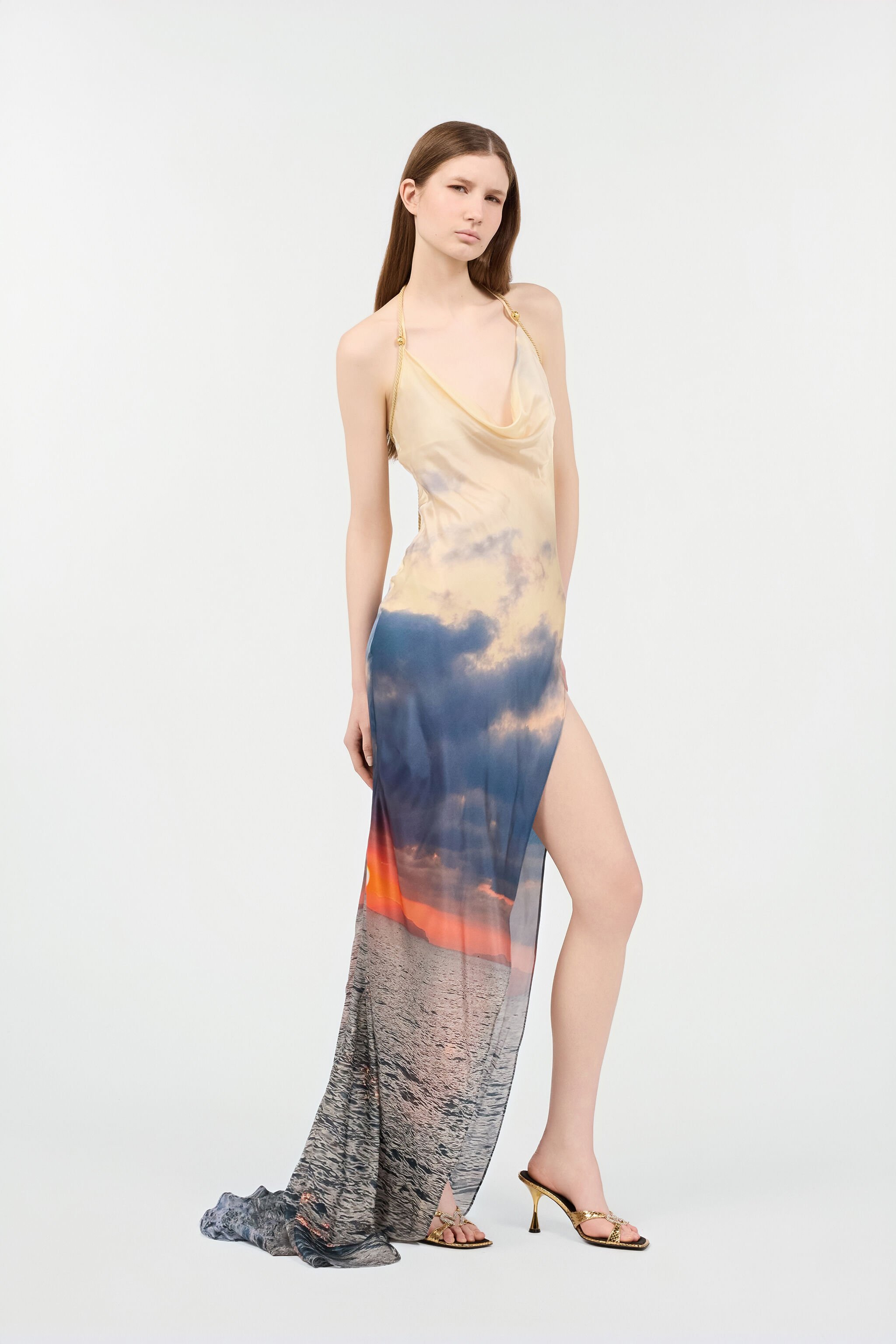 RC Long Dress With Sunrise Print Blue/Orange UWT125-CTN96